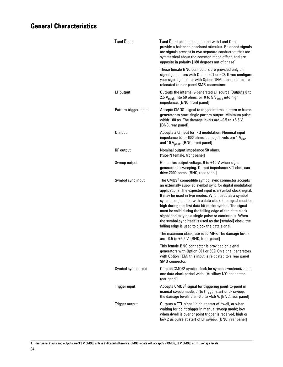 Agilent Technologies E4438C manual General Characteristics 