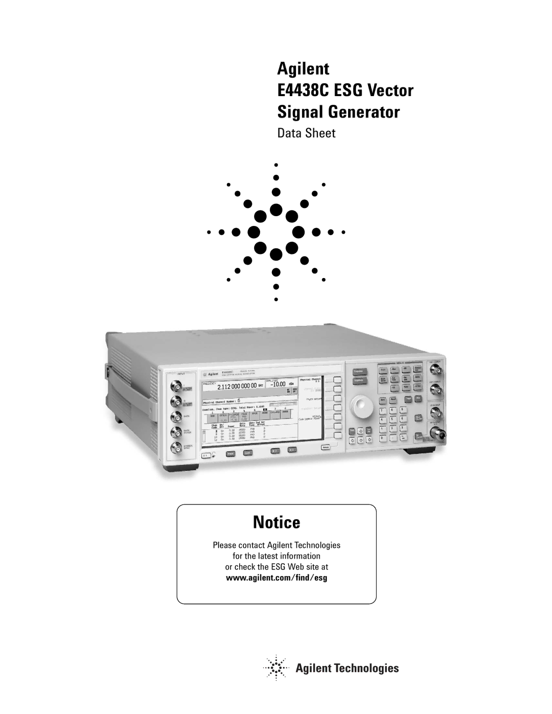 Agilent Technologies manual Agilent E4438C ESG Vector Signal Generator 