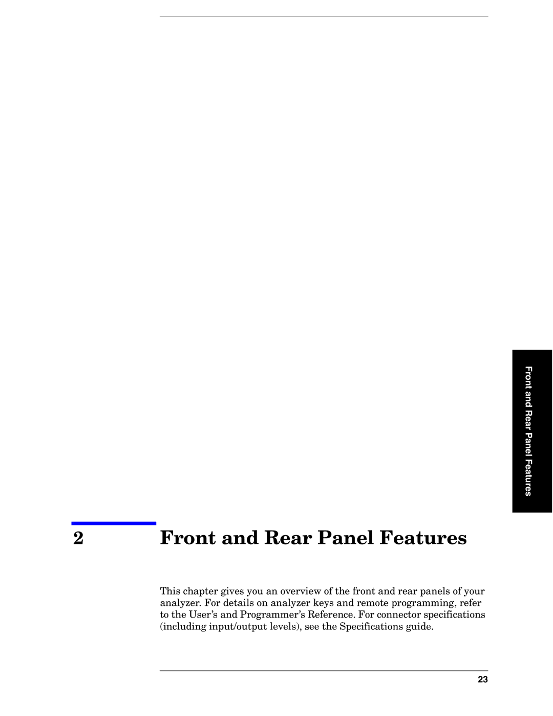 Agilent Technologies E4440A manual Front and Rear Panel Features 