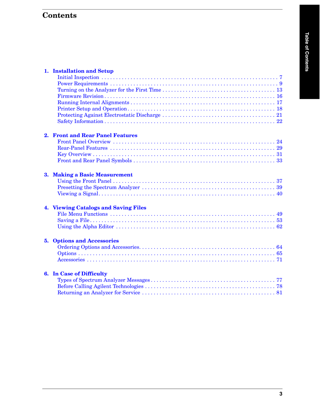 Agilent Technologies E4440A manual Contents 