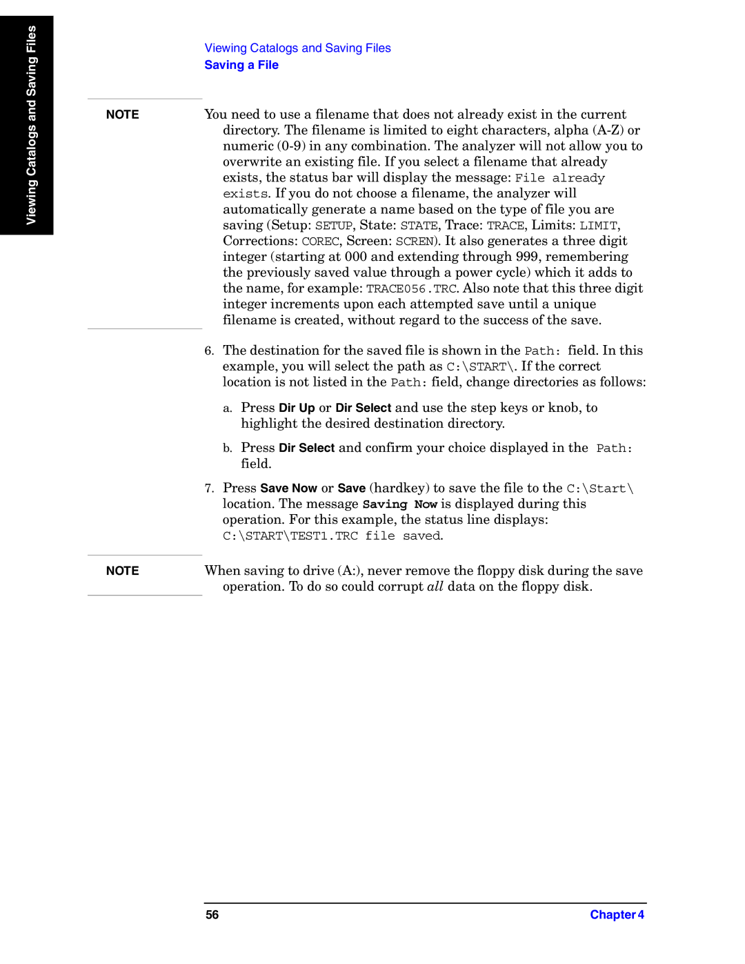 Agilent Technologies E4440A manual START\TEST1.TRC file saved 