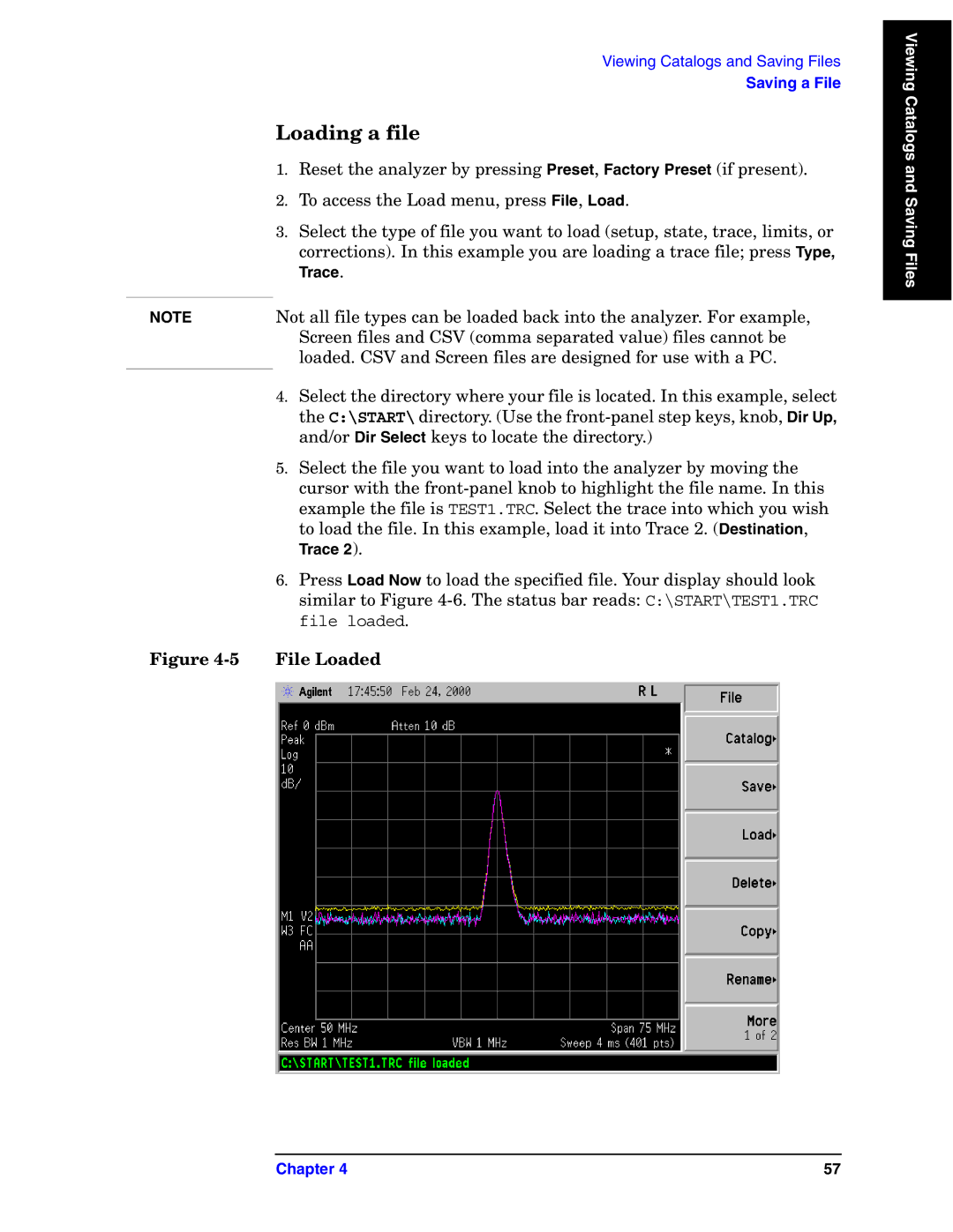 Agilent Technologies E4440A manual Loading a file, File Loaded 