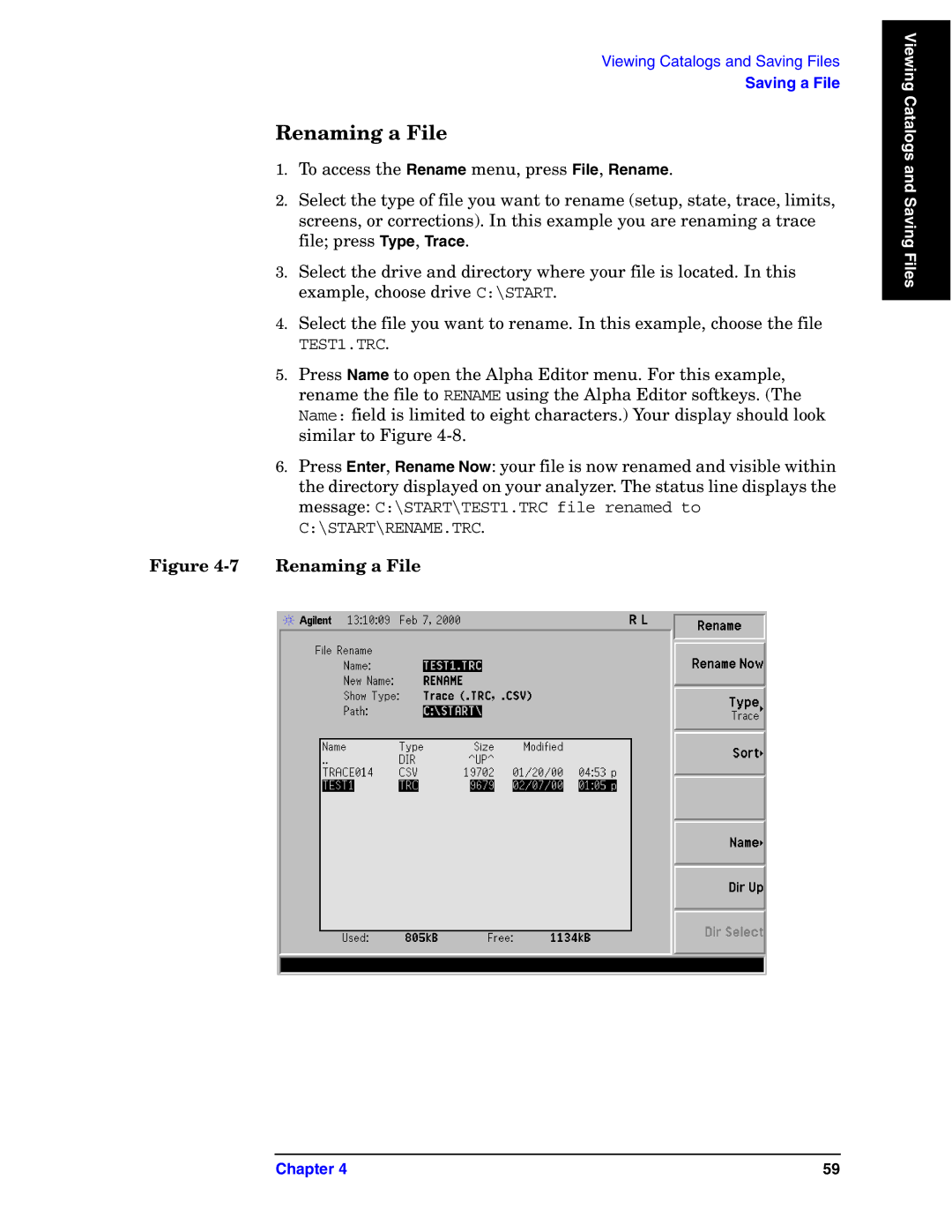 Agilent Technologies E4440A manual Renaming a File 