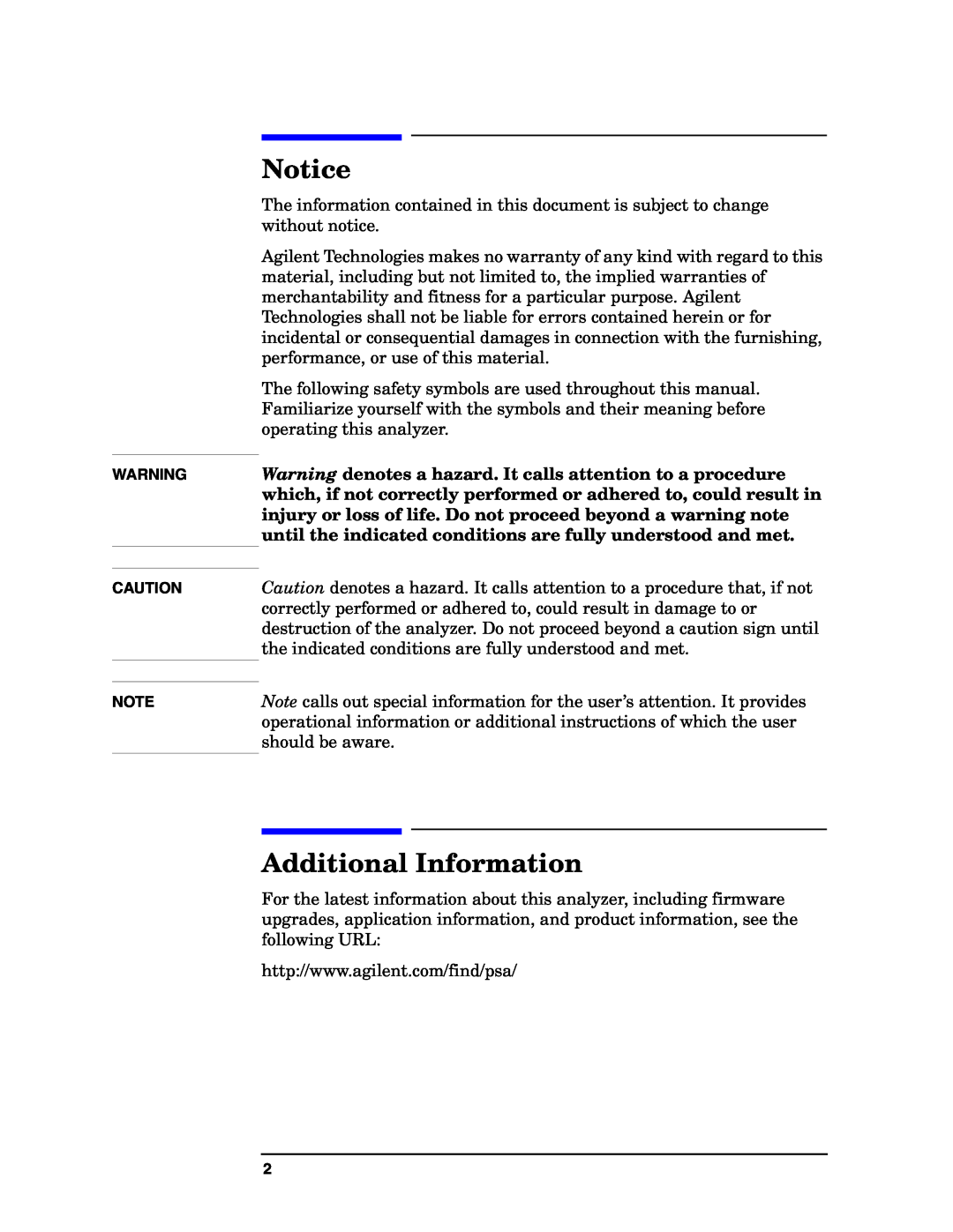 Agilent Technologies E4440A manual Additional Information 