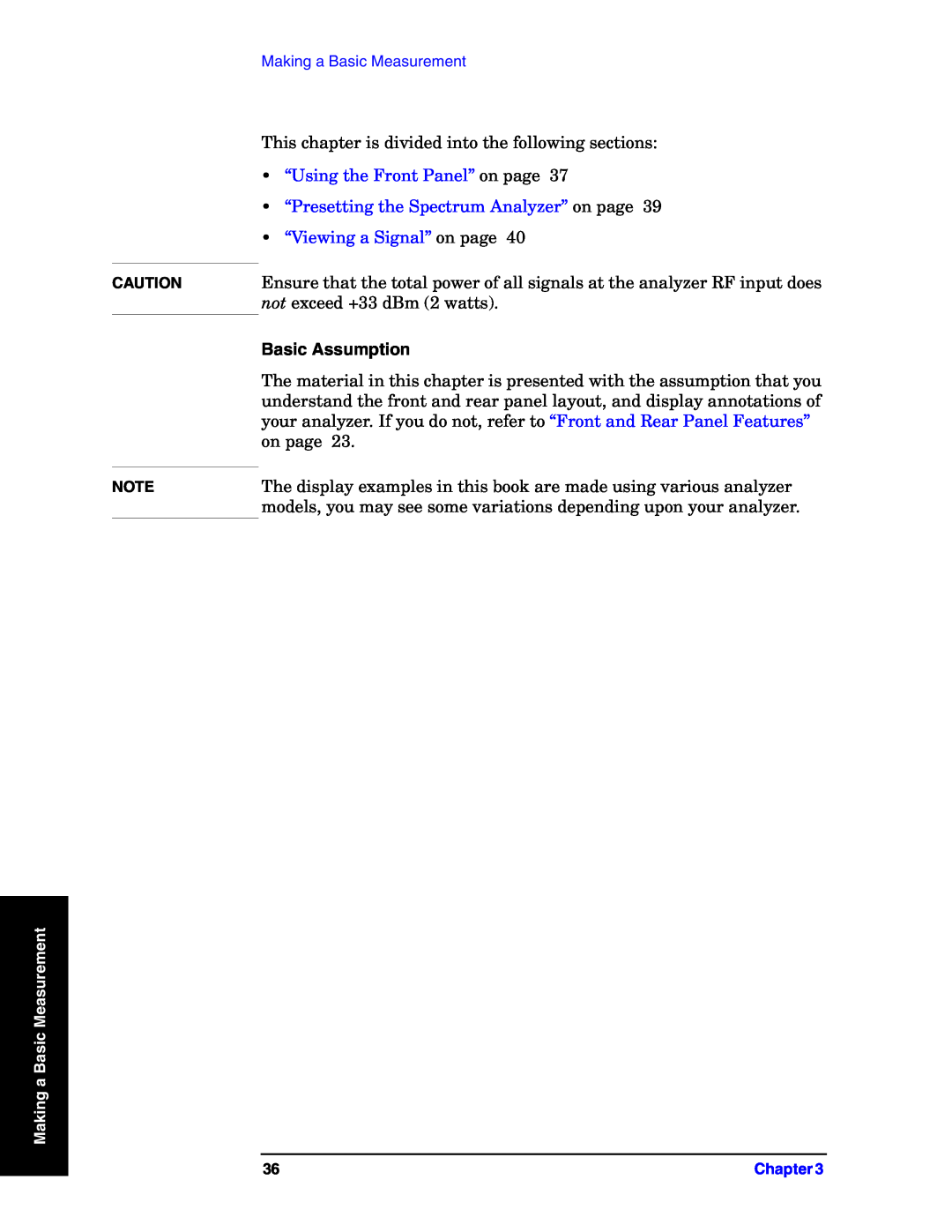 Agilent Technologies E4440A manual Basic Assumption 