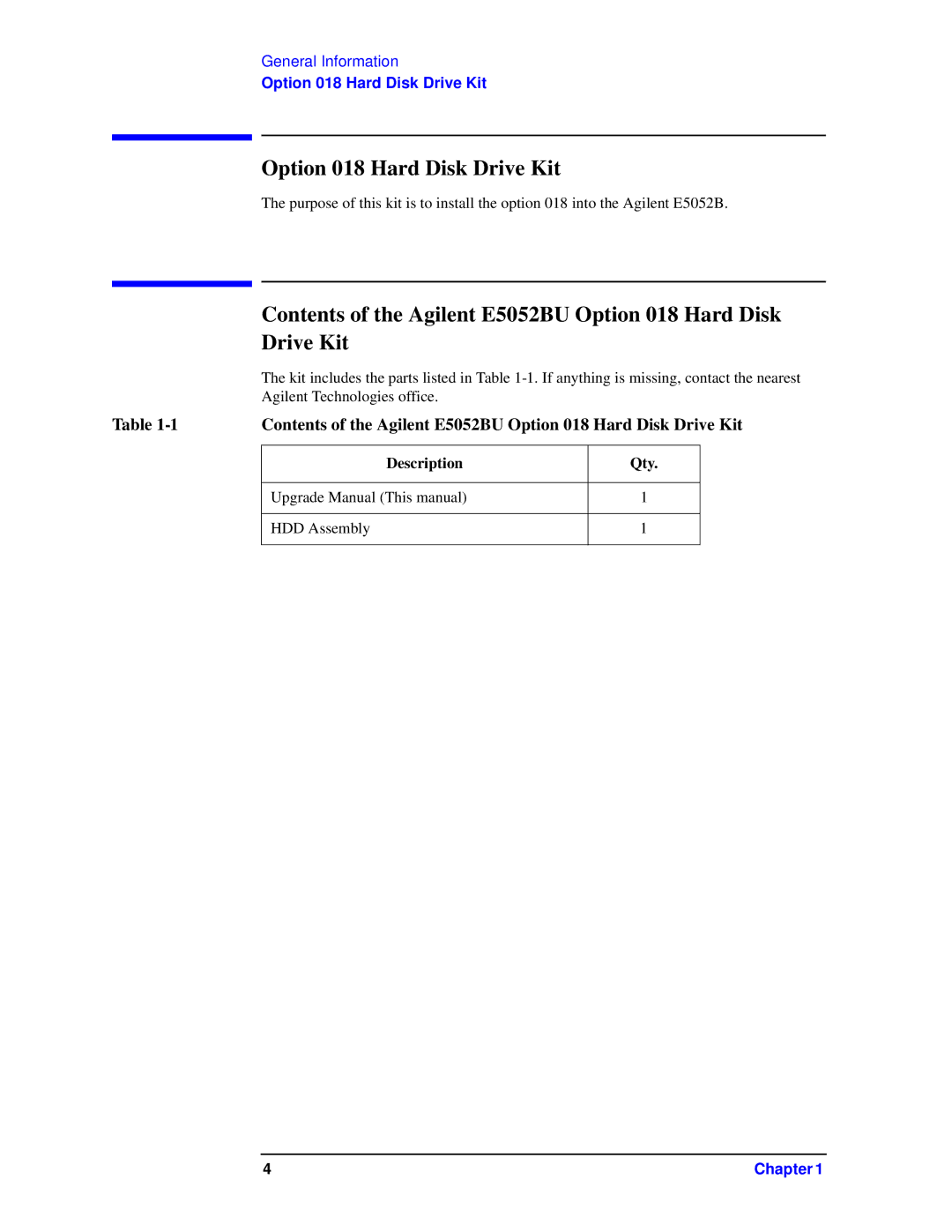 Agilent Technologies e5052-90202 manual Description, Qty 