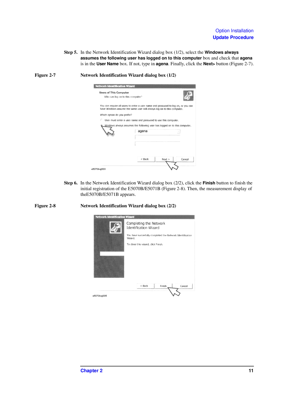 Agilent Technologies E5071BU Network Identification Wizard dialog box 1/2, Network Identification Wizard dialog box 2/2 