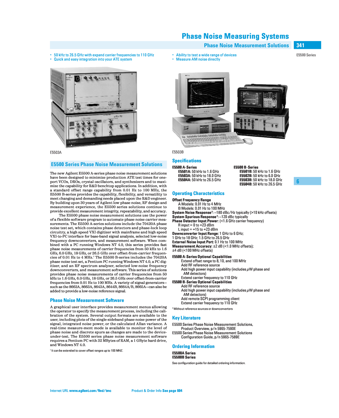 Agilent Technologies E5503A, E5500 Series specifications Phase Noise Measuring Systems, Phase Noise Measurement Solutions 