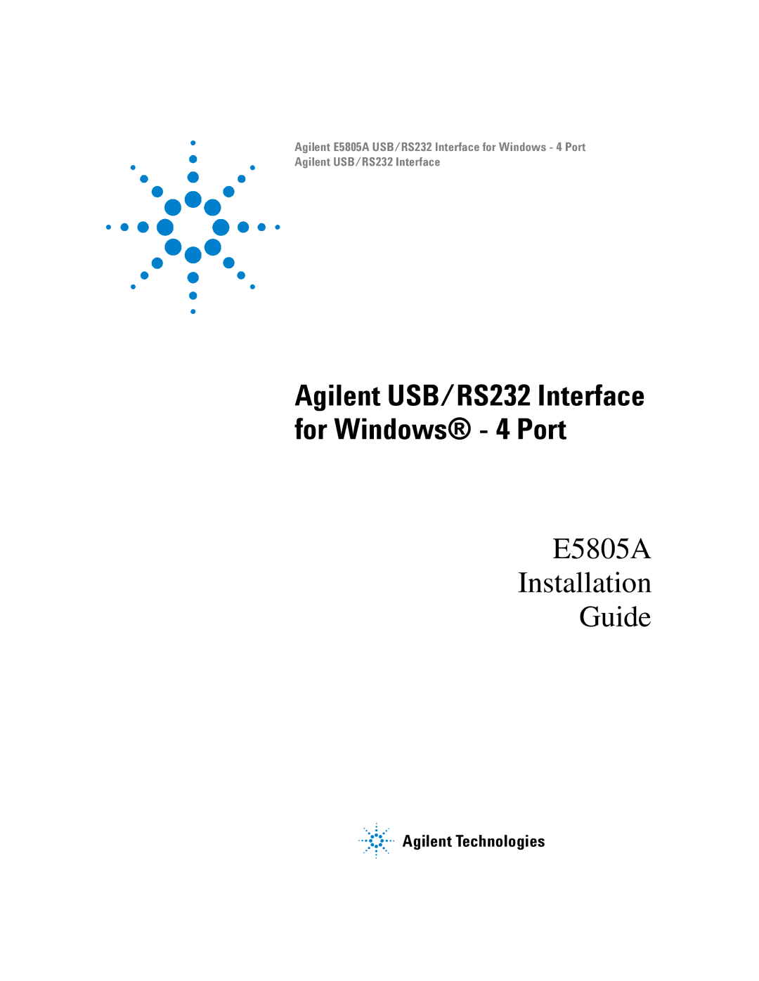 Agilent Technologies manual E5805A Installation Guide 