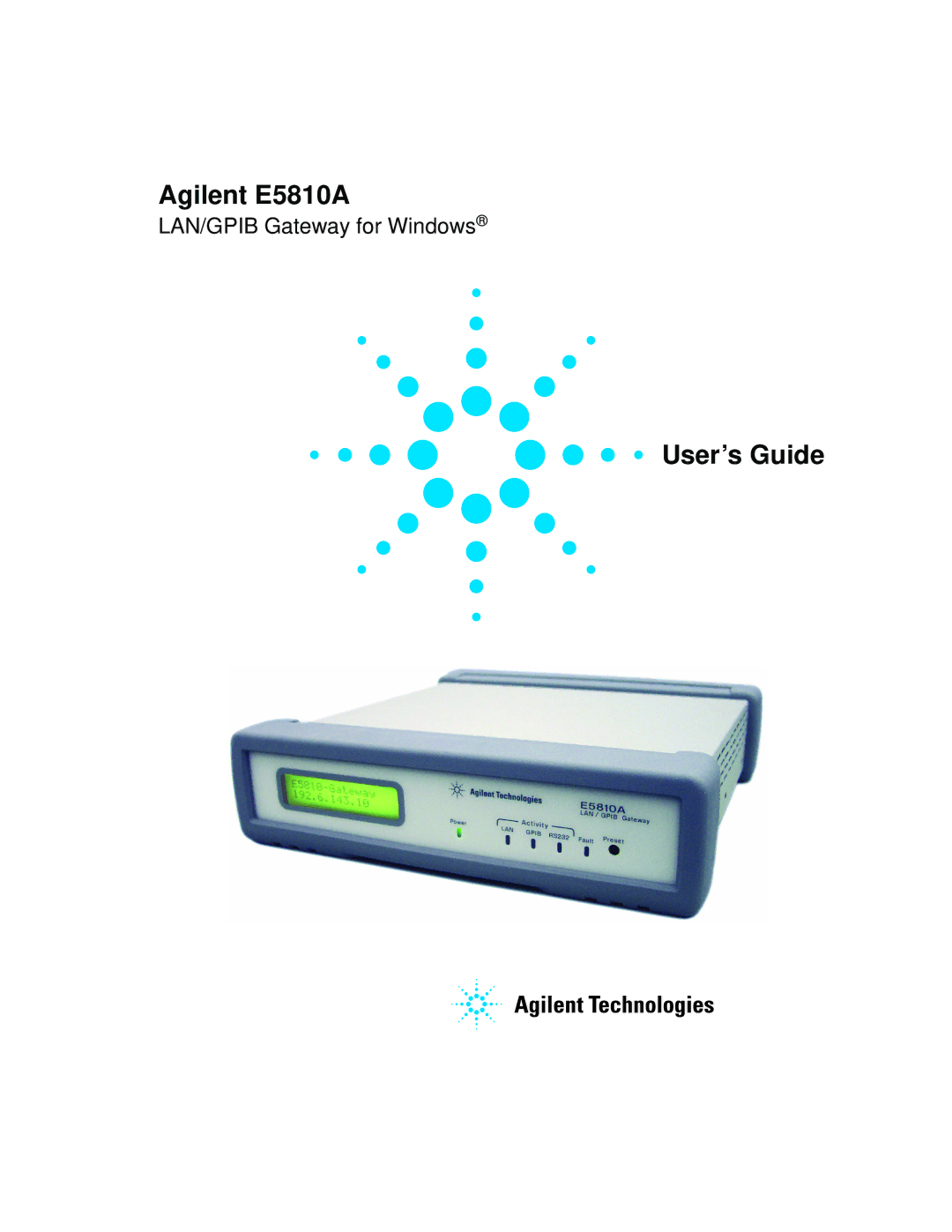 Agilent Technologies manual Agilent E5810A 