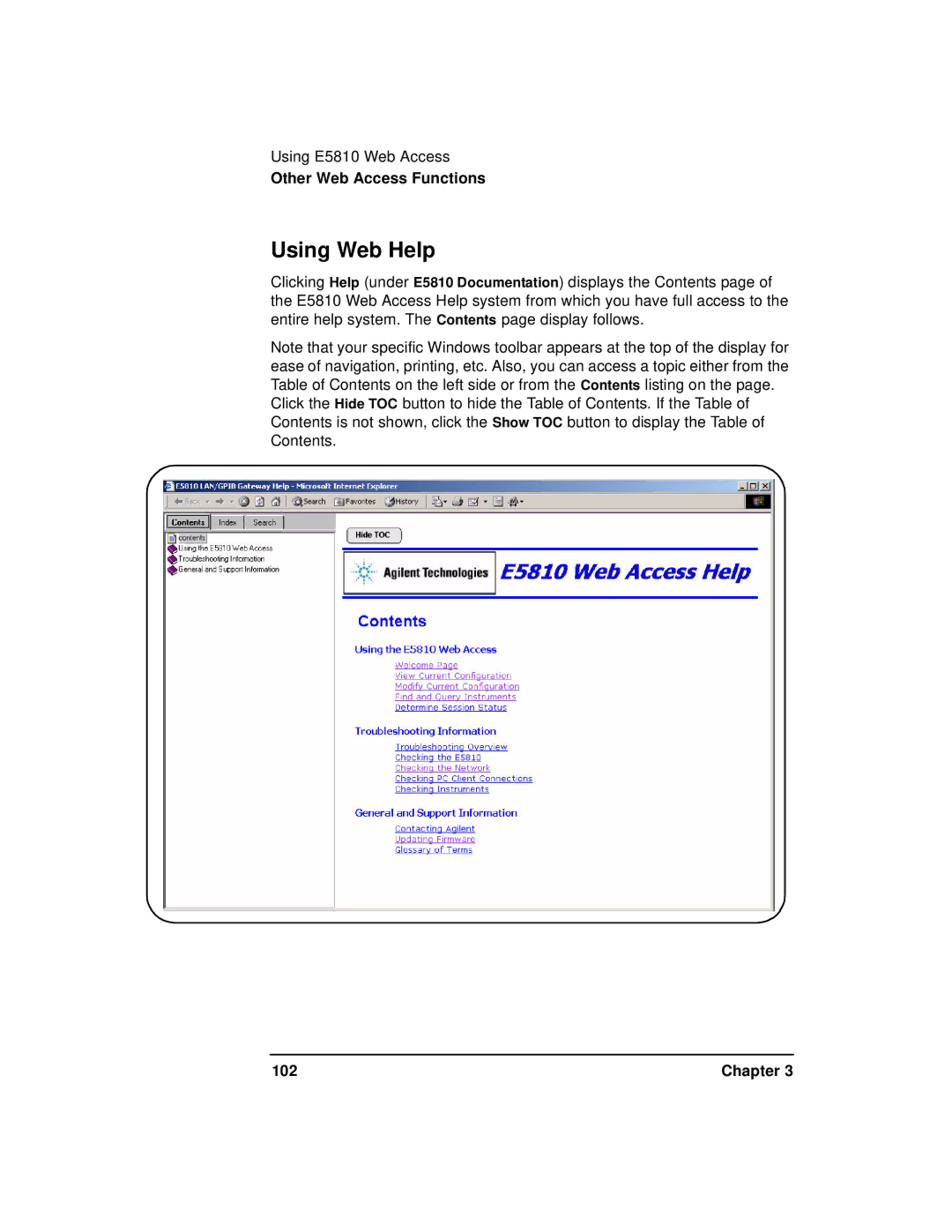 Agilent Technologies E5810A manual Using Web Help, Chapter 