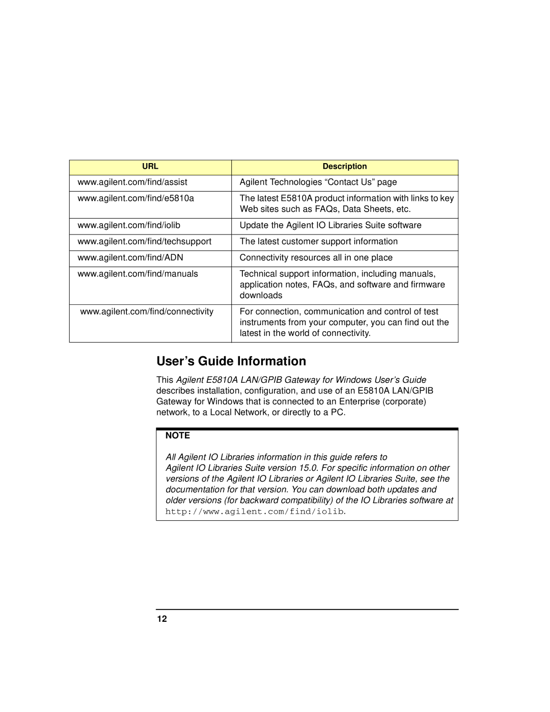 Agilent Technologies E5810A manual User’s Guide Information 