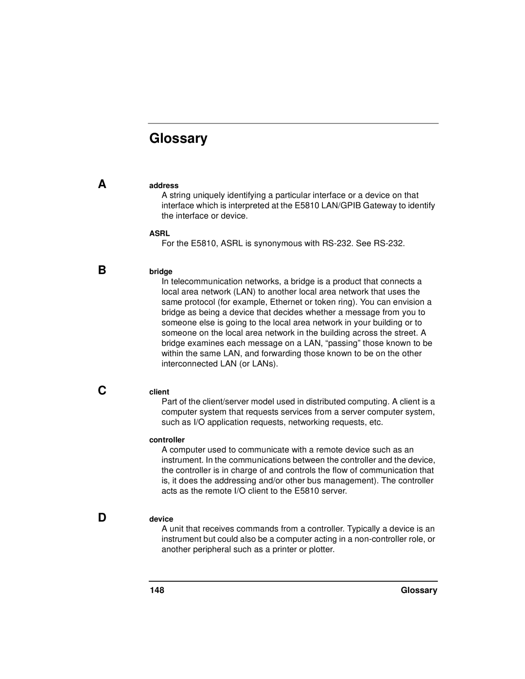 Agilent Technologies E5810A manual Glossary 