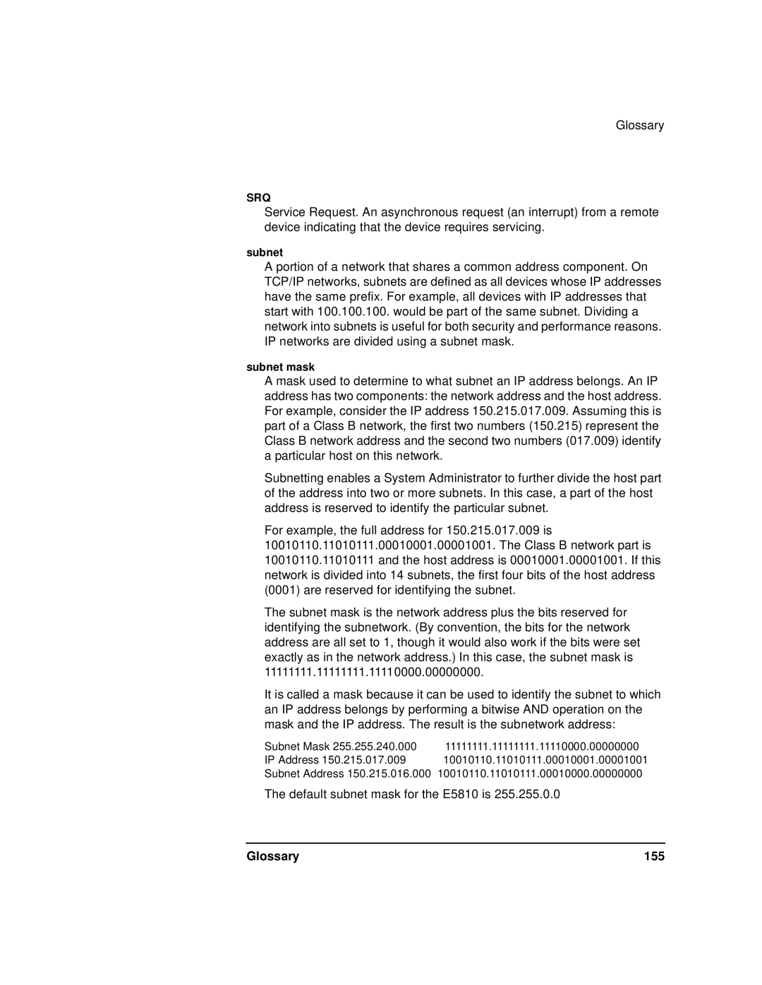 Agilent Technologies E5810A manual Glossary 155 