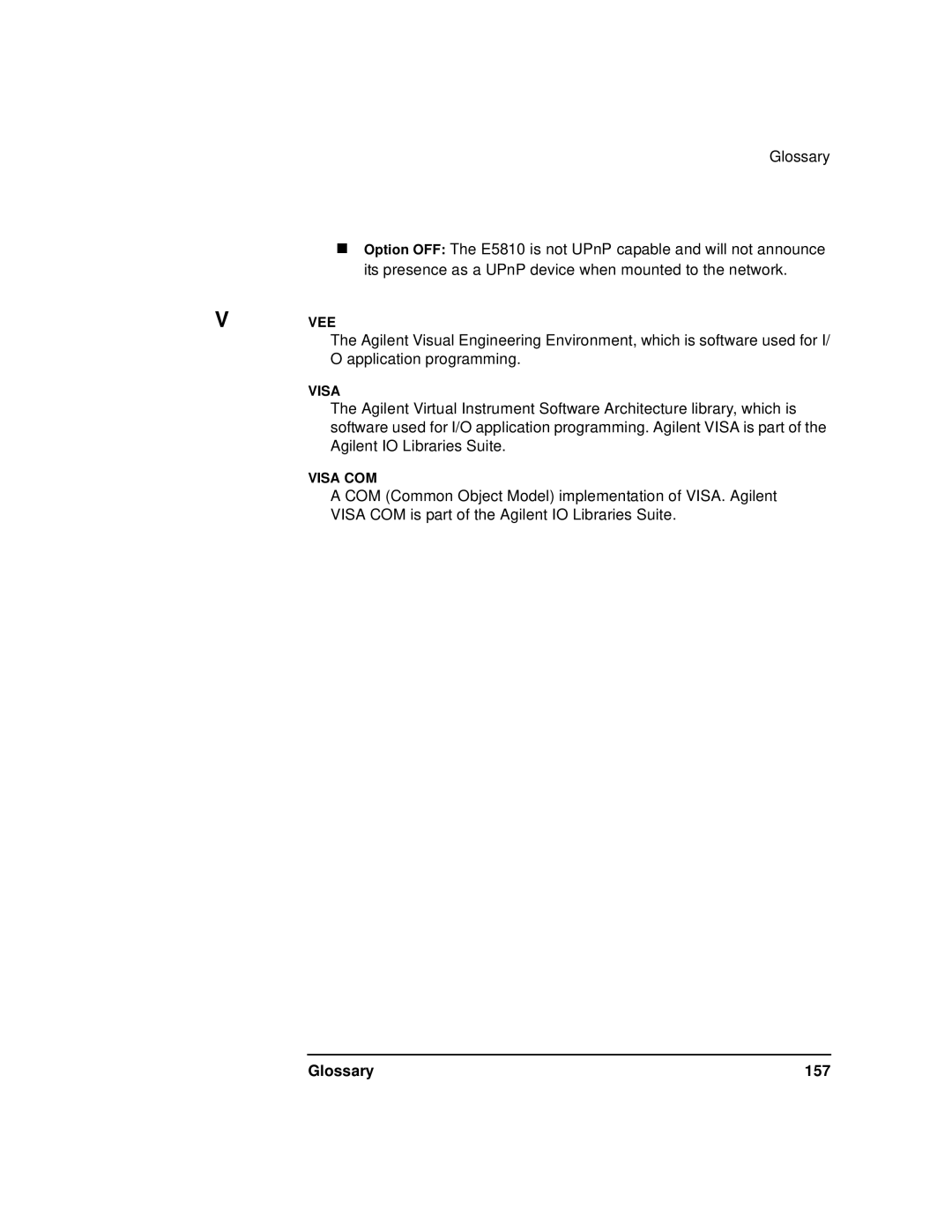 Agilent Technologies E5810A manual Glossary 157 