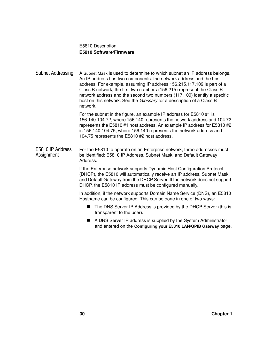 Agilent Technologies E5810A manual E5810 Software/Firmware 