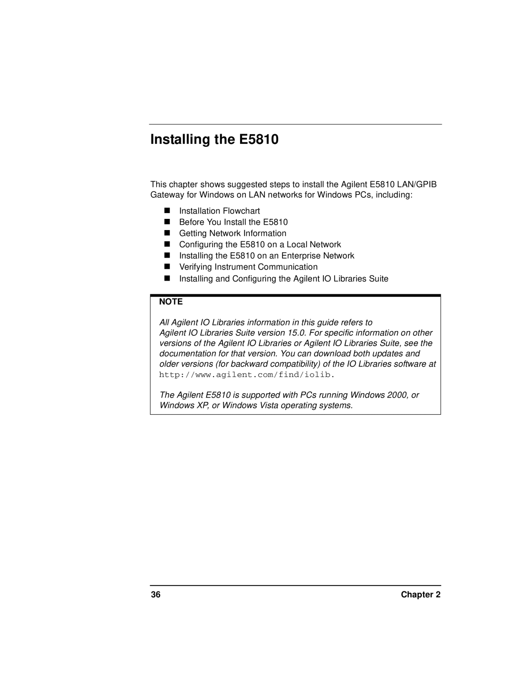 Agilent Technologies E5810A manual Installing the E5810 