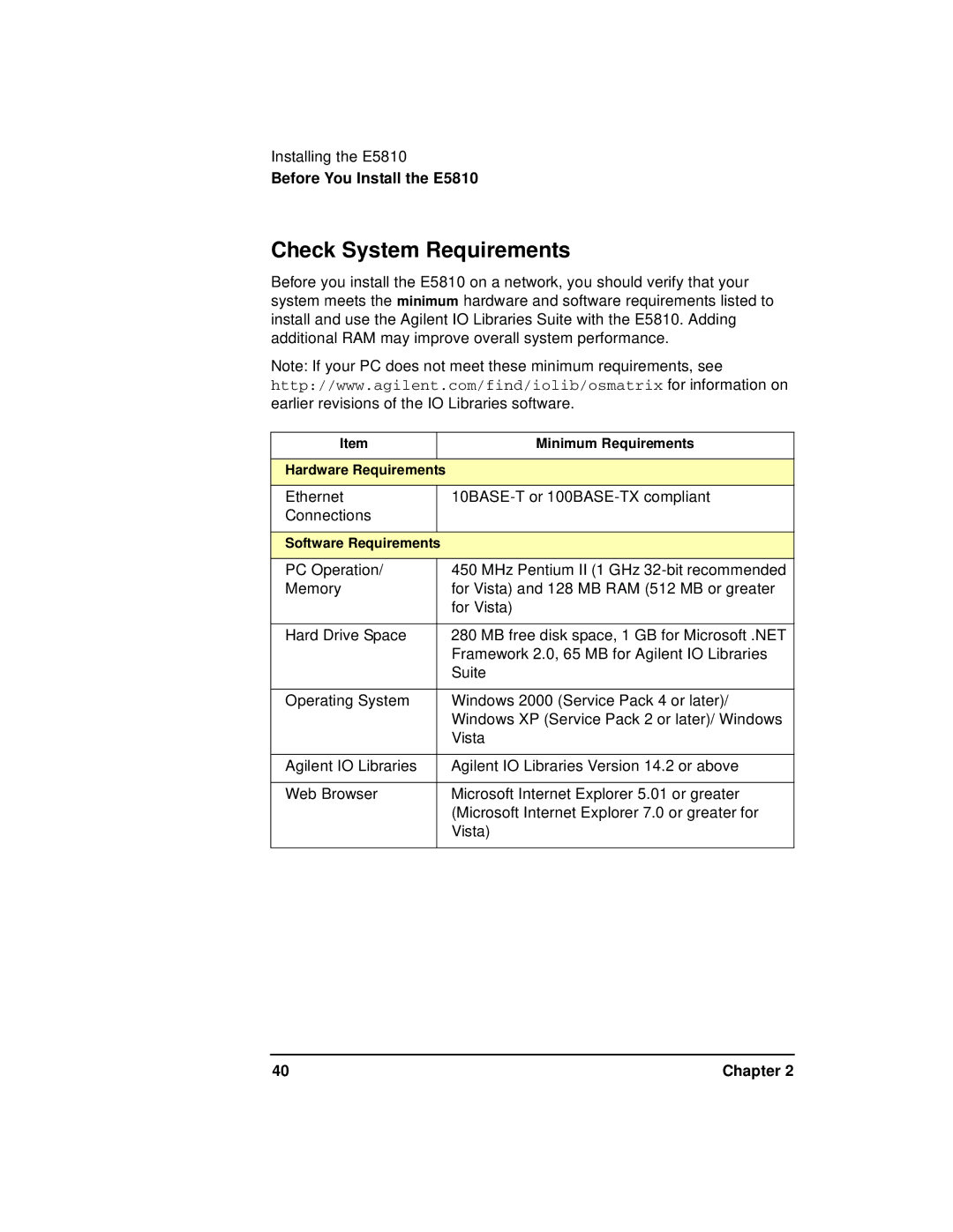 Agilent Technologies E5810A manual Check System Requirements 