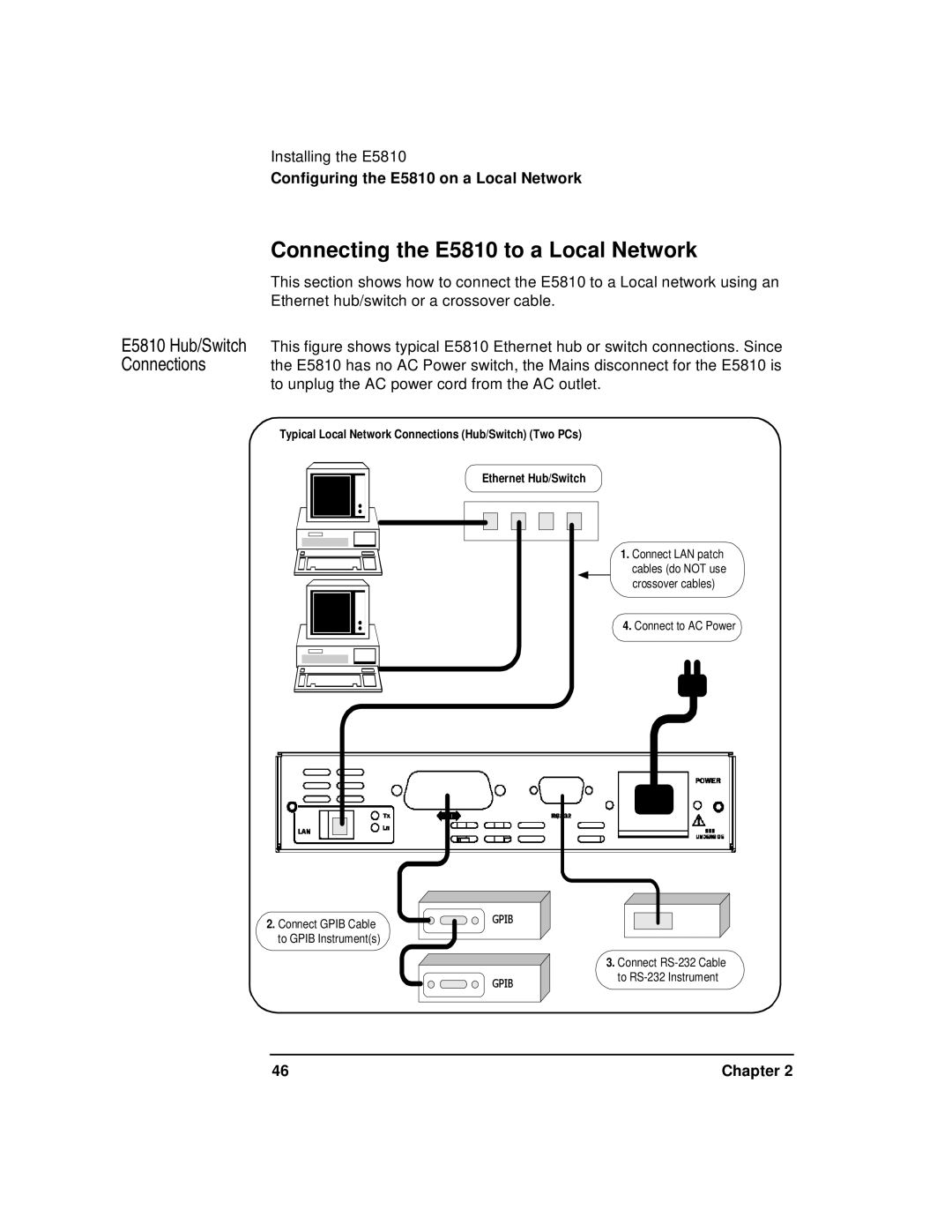 Agilent Technologies E5810A manual Connecting the E5810 to a Local Network 