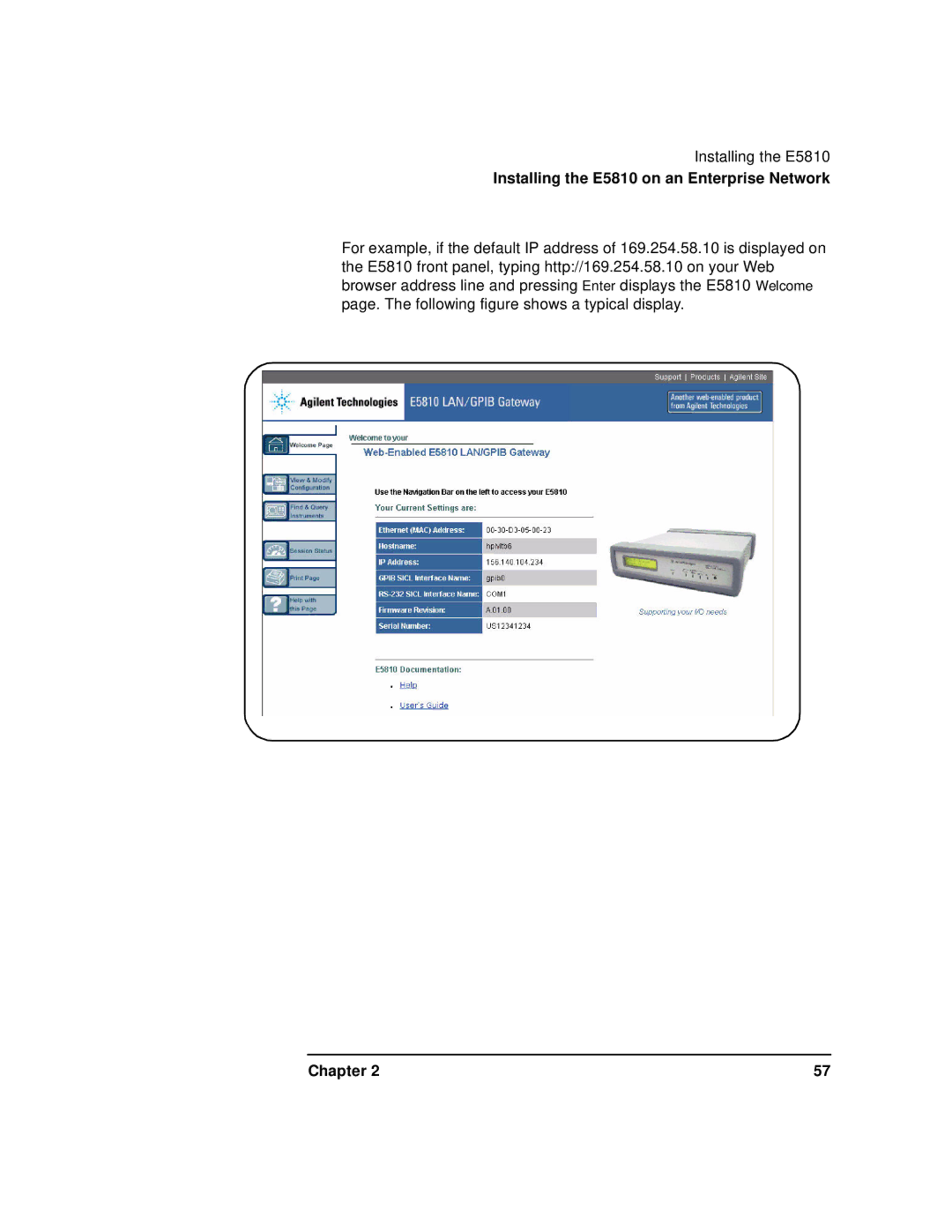 Agilent Technologies E5810A manual Installing the E5810 on an Enterprise Network 