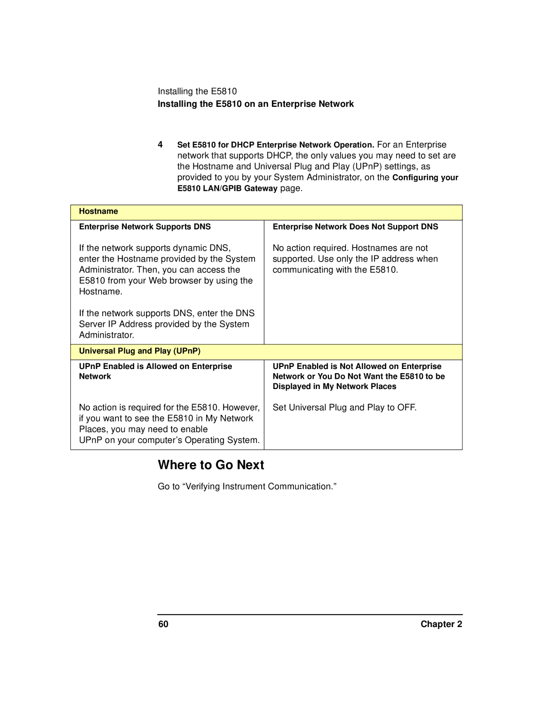 Agilent Technologies E5810A manual Go to Verifying Instrument Communication 