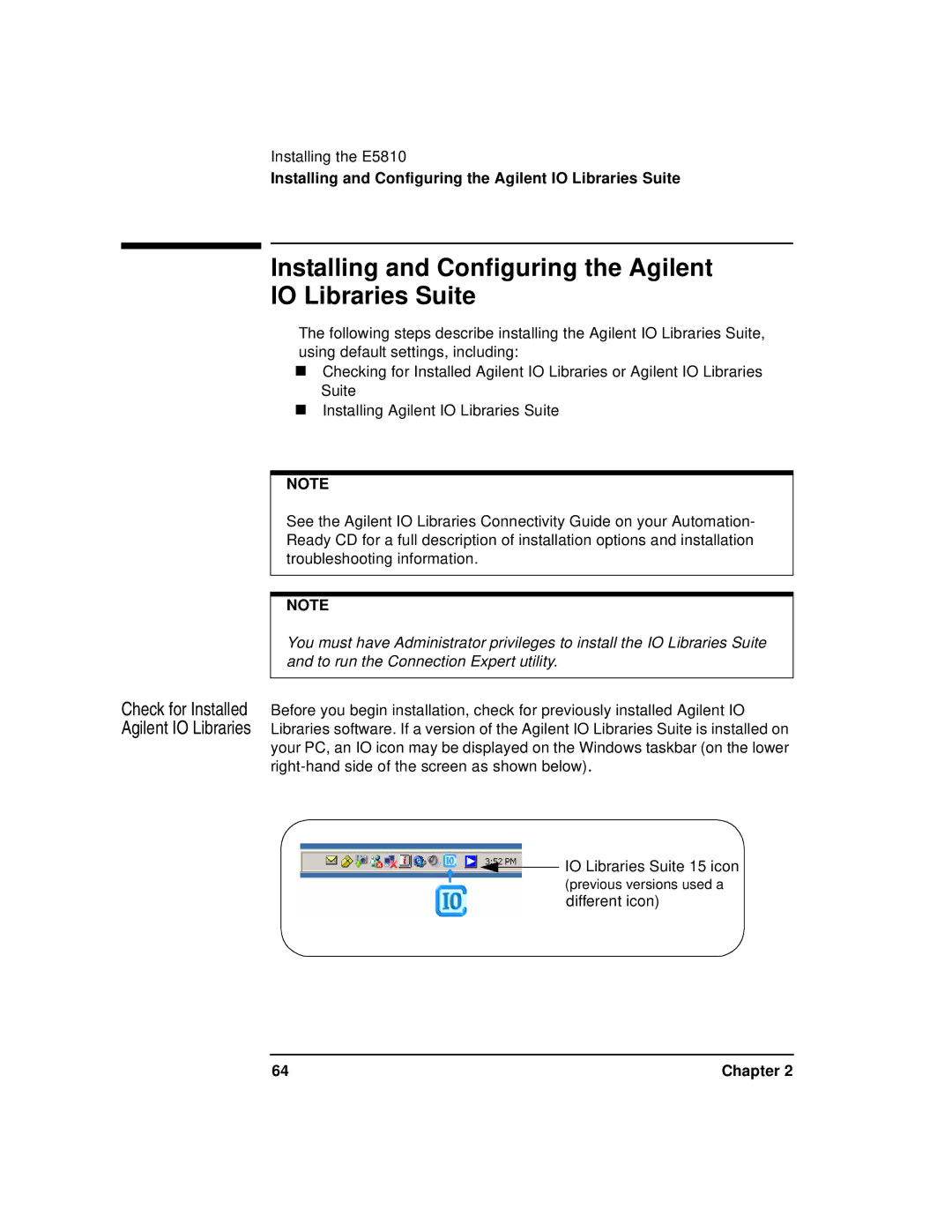 Agilent Technologies E5810A manual Installing and Configuring the Agilent IO Libraries Suite 