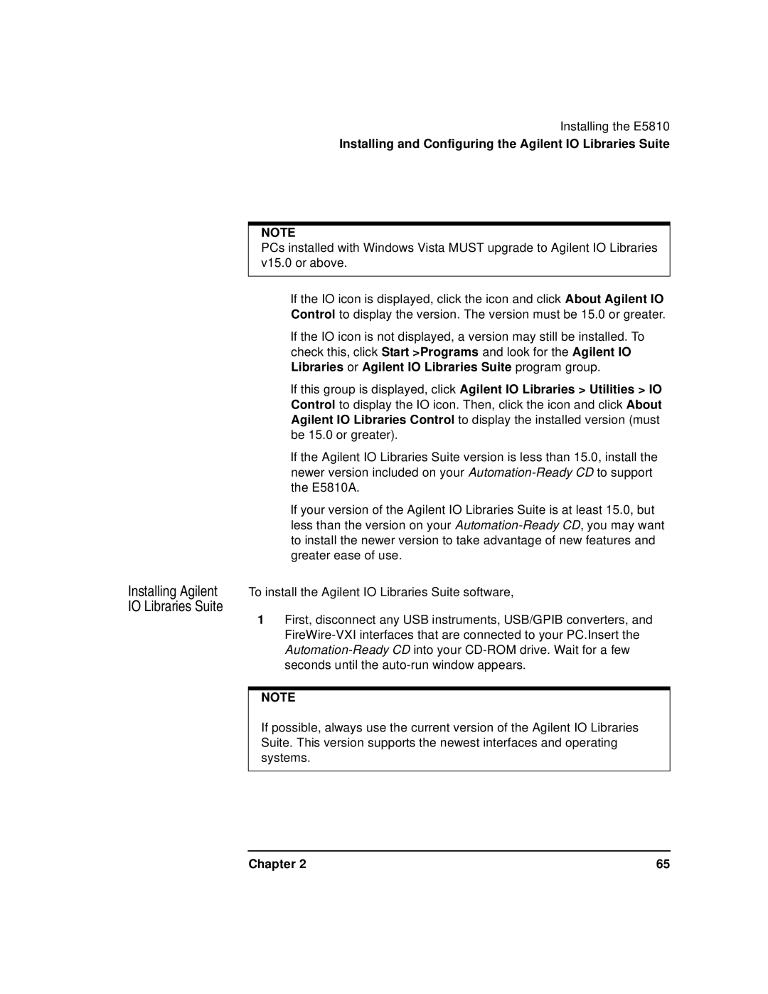 Agilent Technologies E5810A manual IO Libraries Suite 