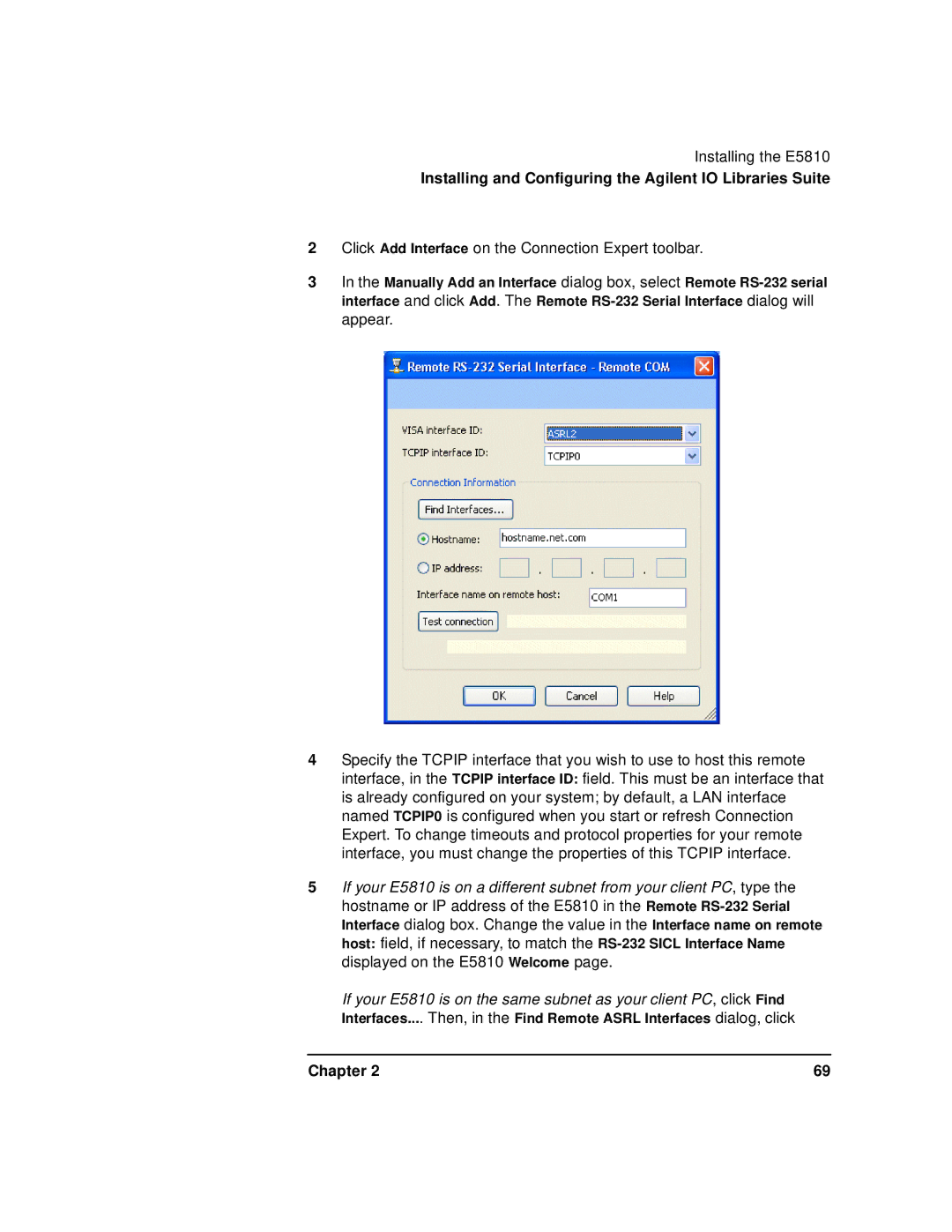 Agilent Technologies E5810A manual Click Add Interface on the Connection Expert toolbar 