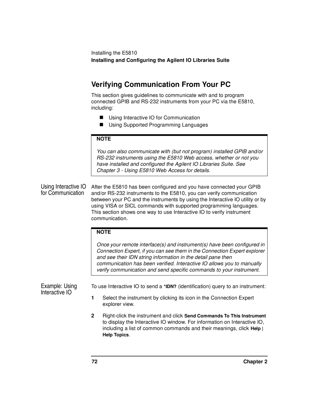 Agilent Technologies E5810A manual Verifying Communication From Your PC 