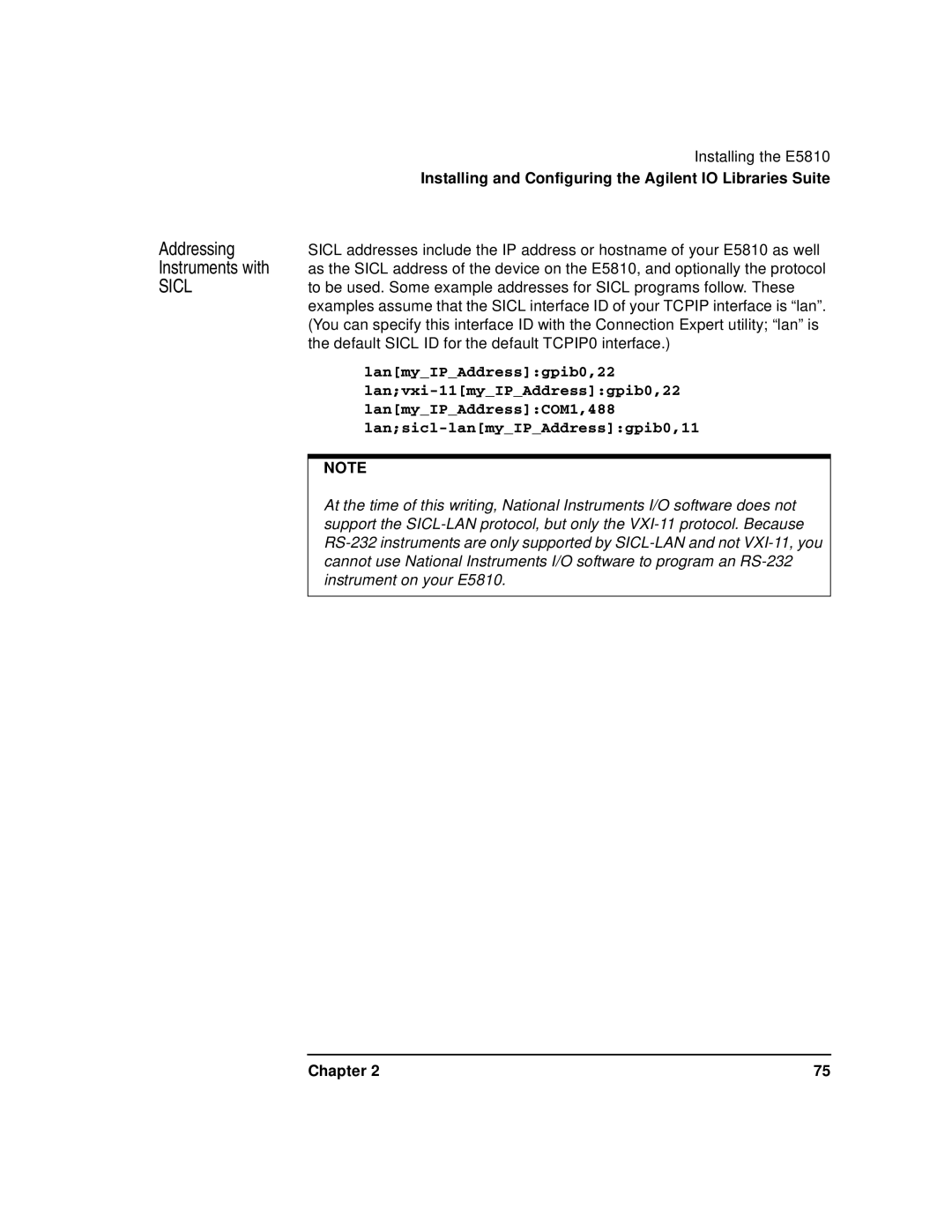 Agilent Technologies E5810A manual Sicl 