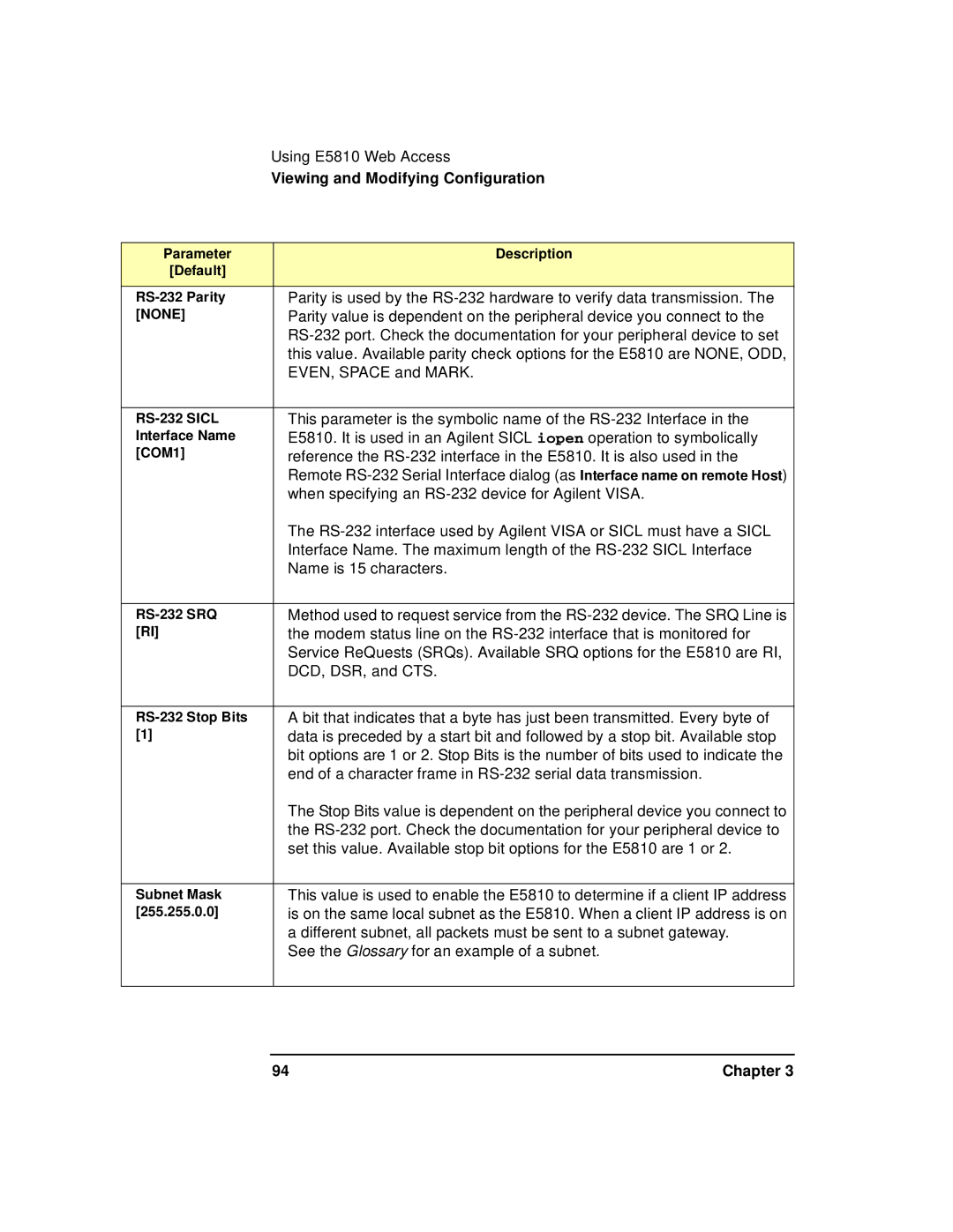 Agilent Technologies E5810A manual EVEN, Space and Mark 