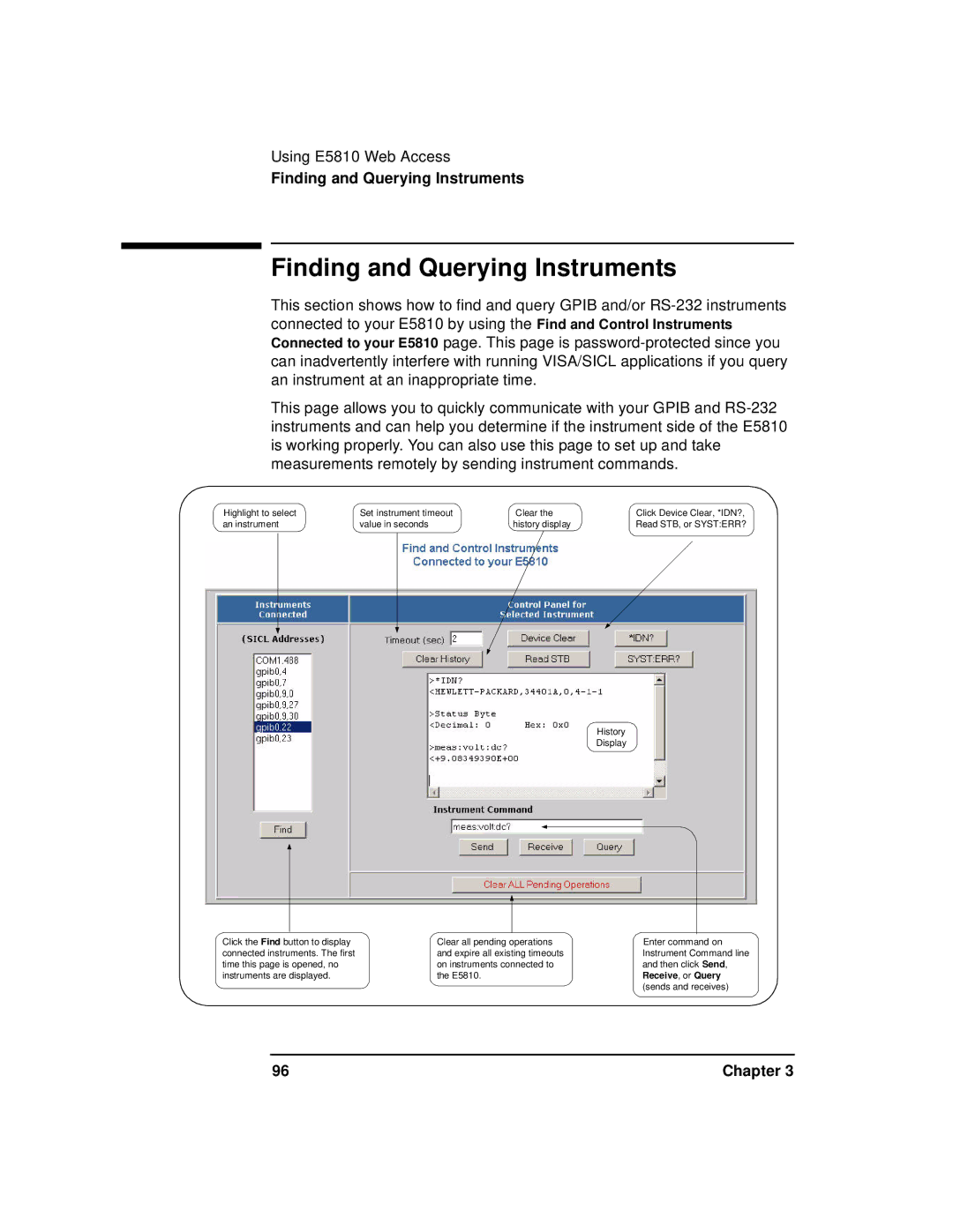 Agilent Technologies E5810A manual Finding and Querying Instruments 