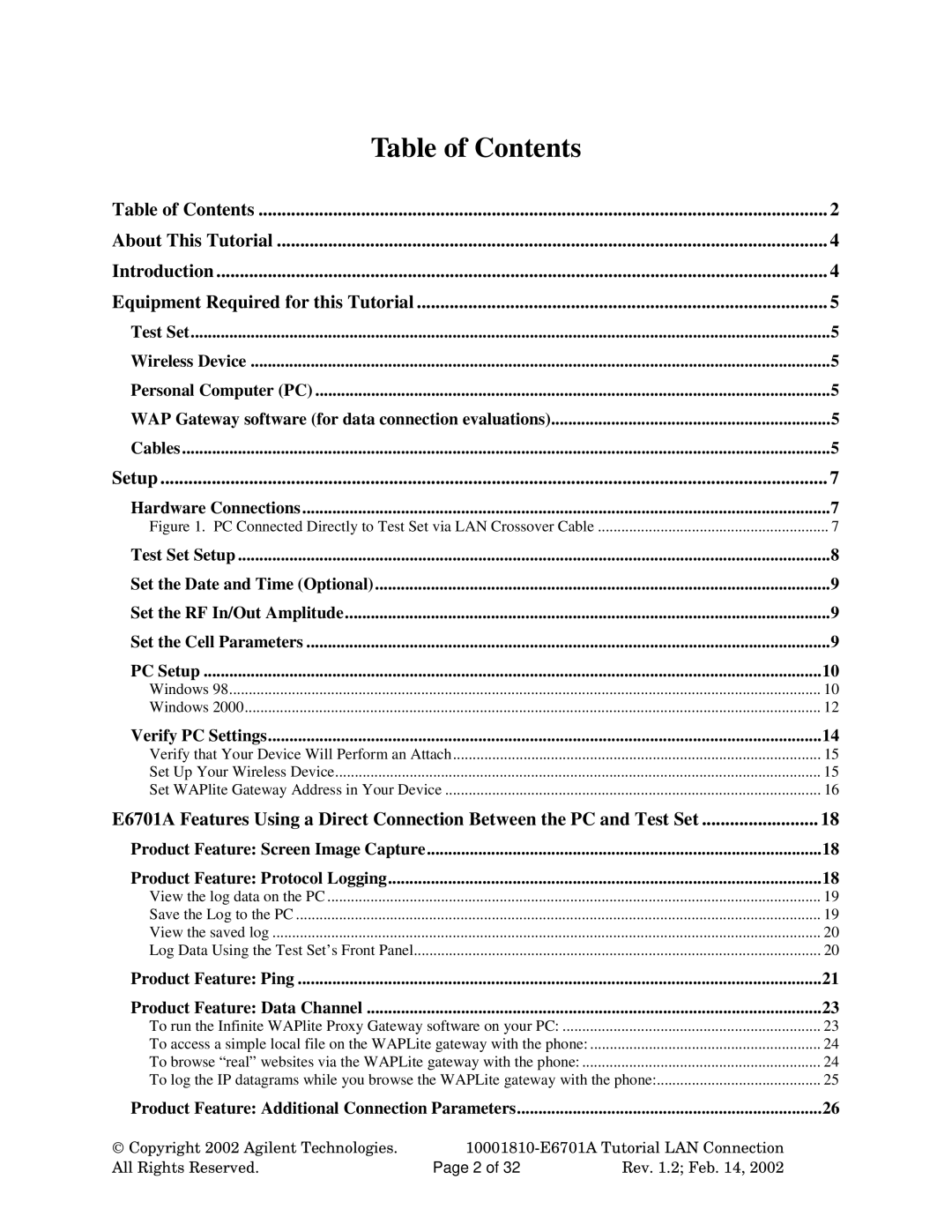 Agilent Technologies E6701A manual Table of Contents 