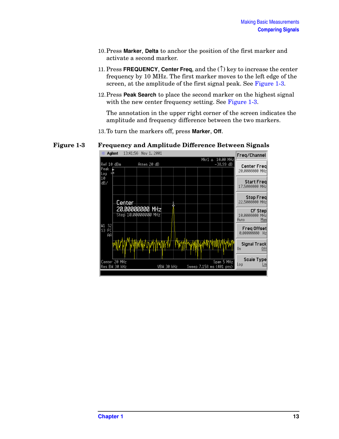 Agilent Technologies E7403A, E7405A, E7402A, E7404A, E7401A manual Frequency and Amplitude Difference Between Signals 