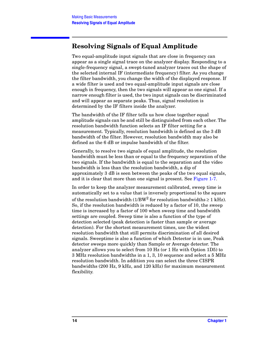 Agilent Technologies E7401A, E7405A, E7402A, E7404A, E7403A manual Resolving Signals of Equal Amplitude 