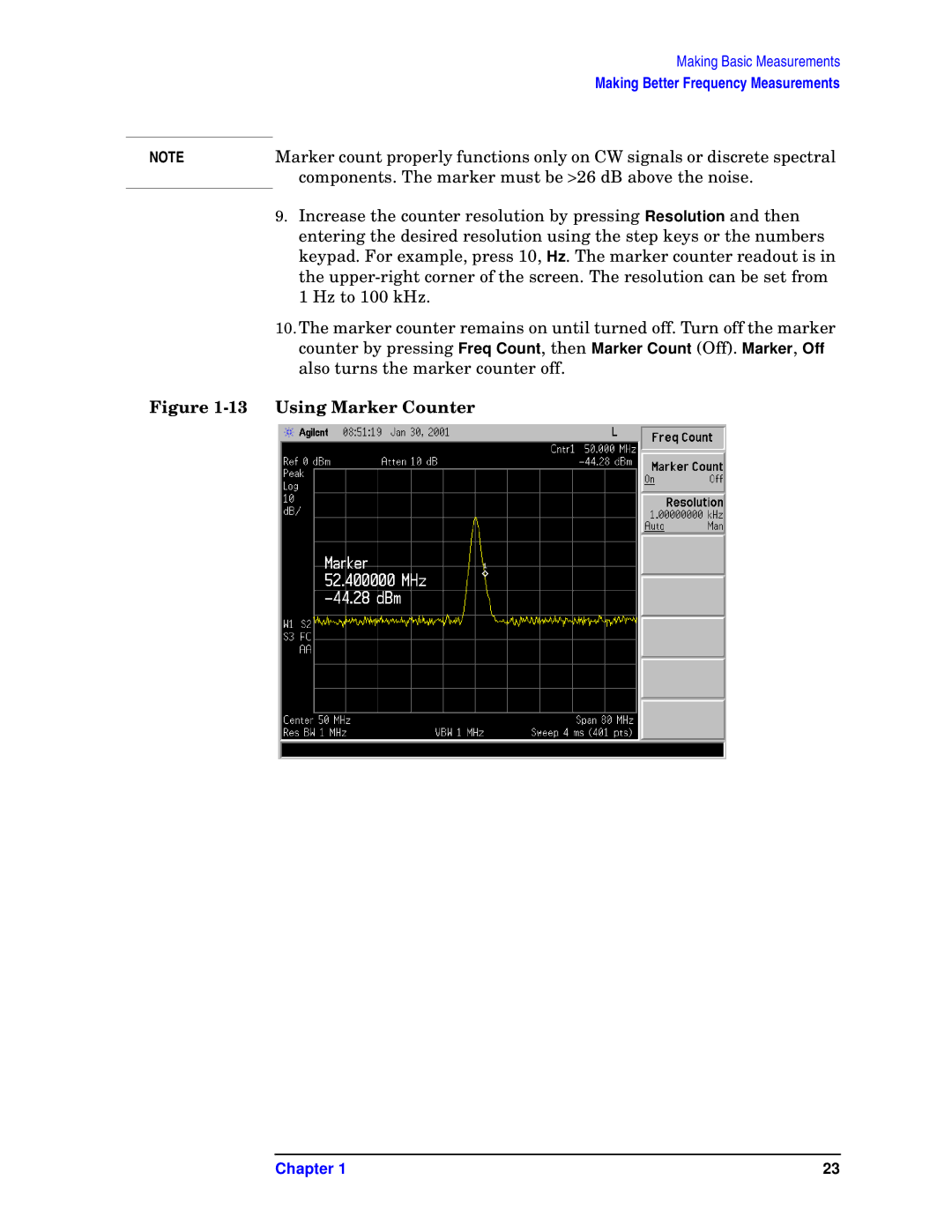 Agilent Technologies E7403A, E7405A, E7402A, E7404A, E7401A manual Using Marker Counter 