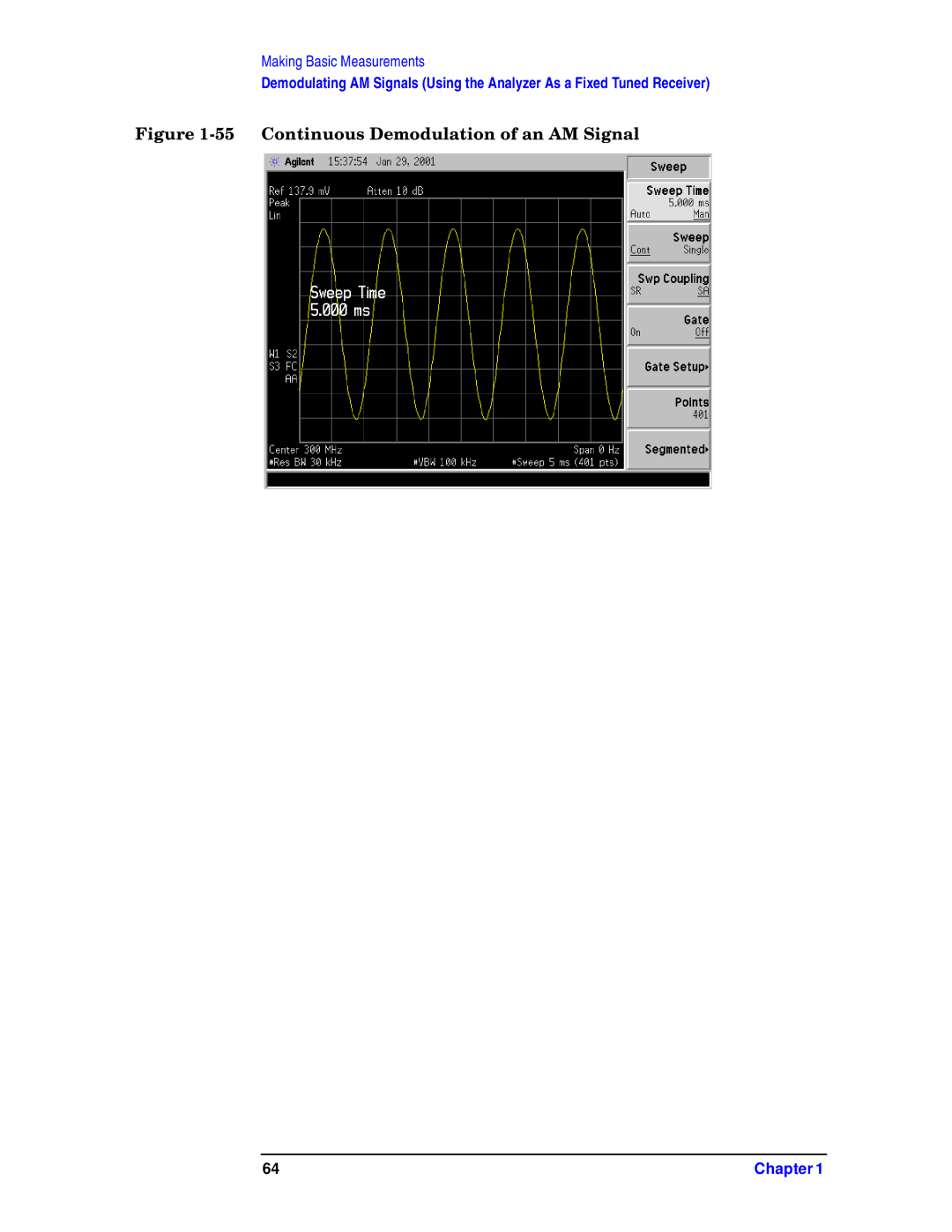 Agilent Technologies E7401A, E7405A, E7402A, E7404A, E7403A manual Continuous Demodulation of an AM Signal 