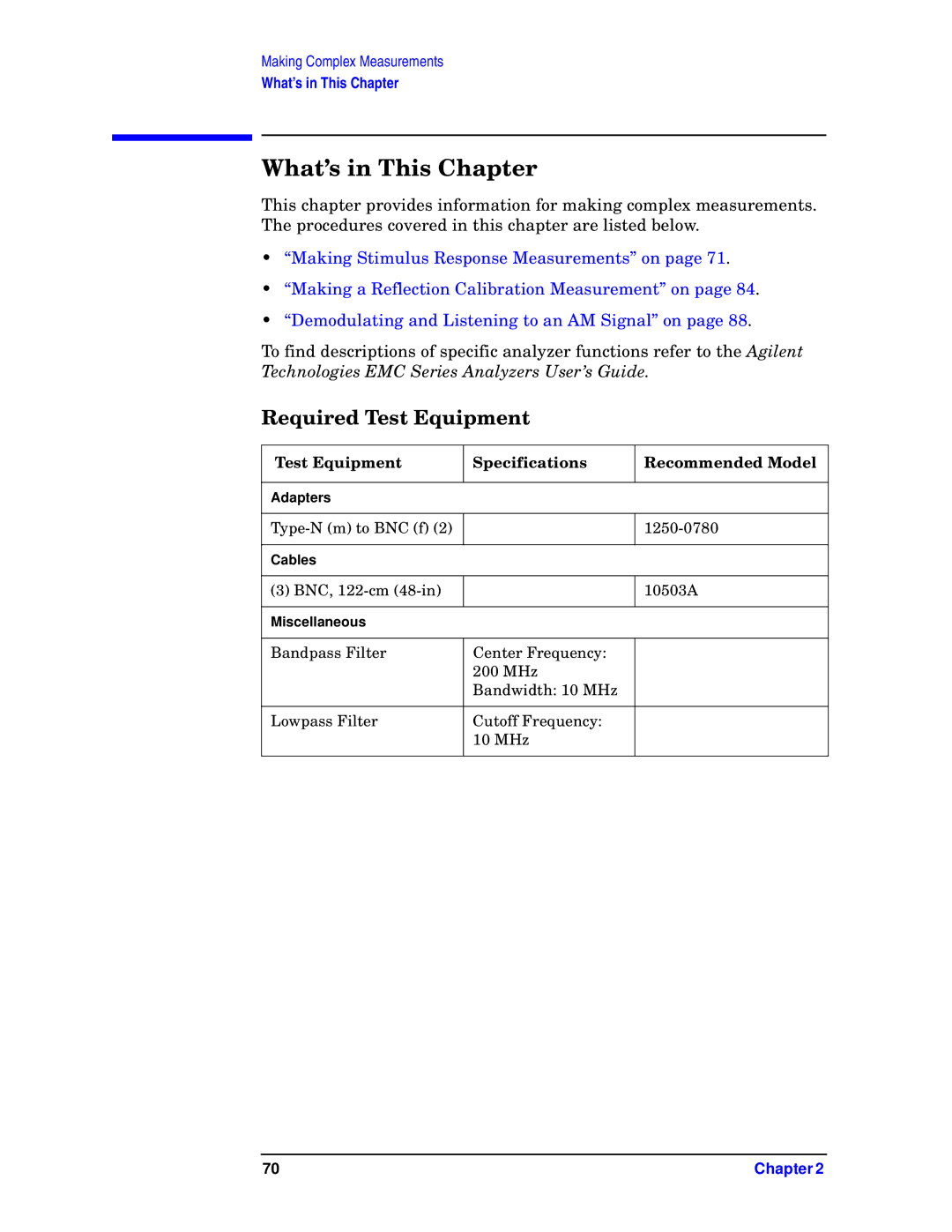 Agilent Technologies E7405A, E7402A, E7404A, E7403A, E7401A manual What’s in This Chapter, Required Test Equipment 