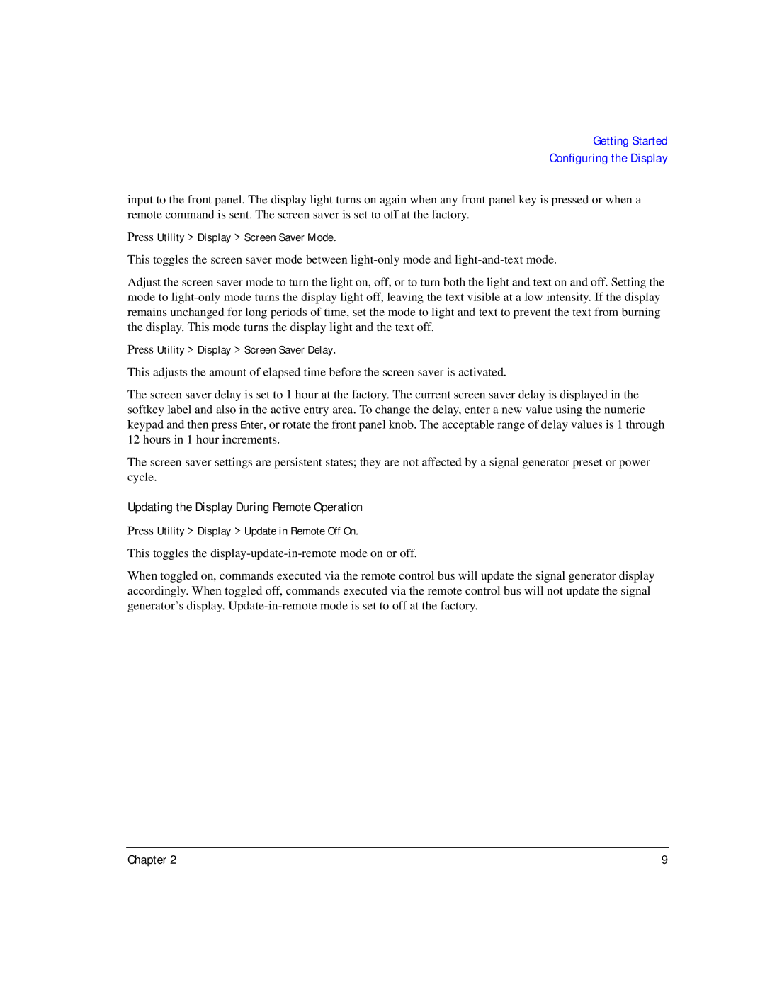 Agilent Technologies E8257D/67D manual Updating the Display During Remote Operation 