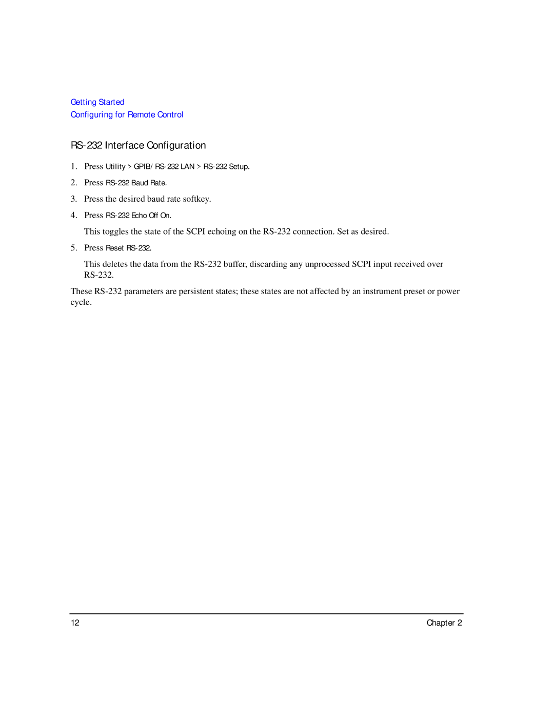 Agilent Technologies E8257D/67D manual RS-232 Interface Configuration 