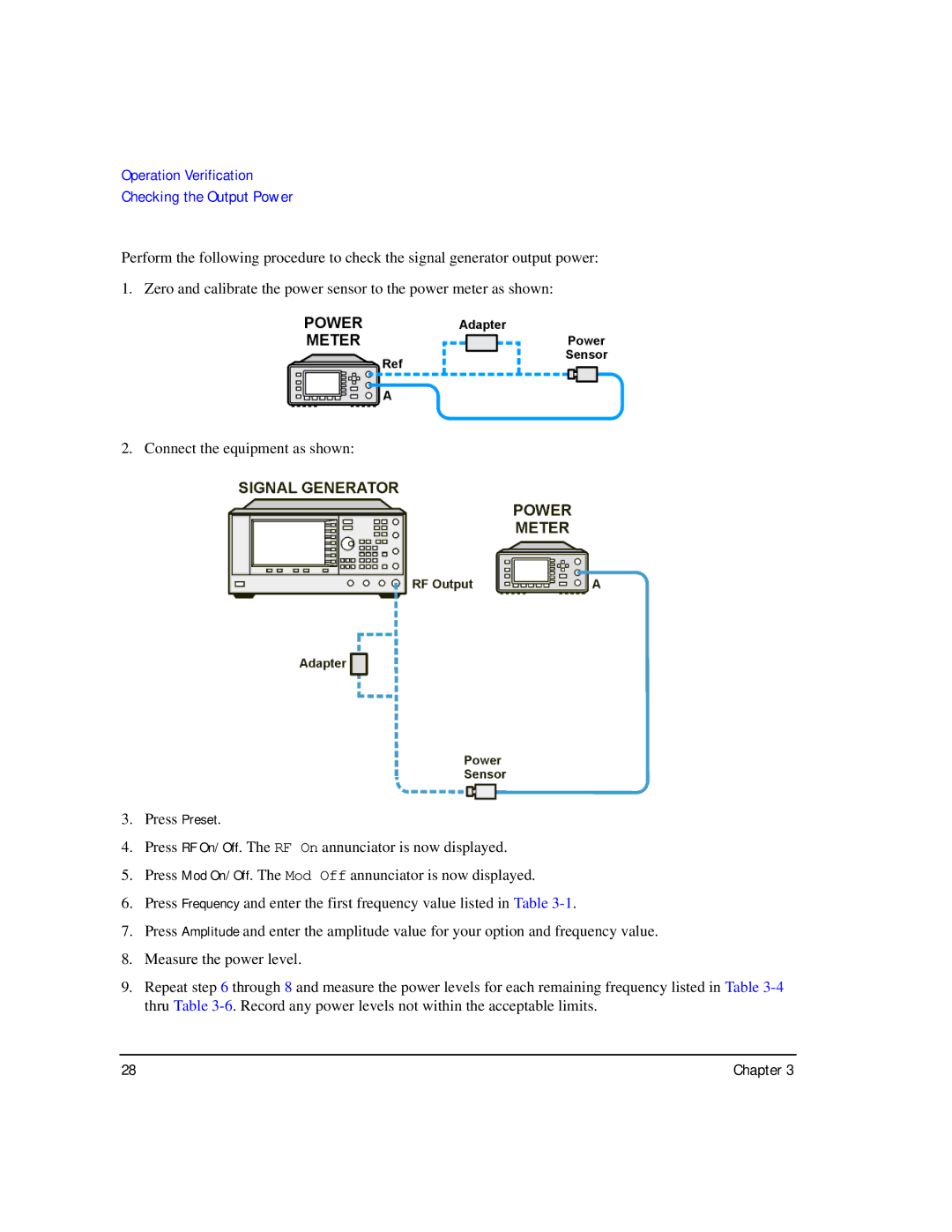 Agilent Technologies E8257D/67D manual Checking the Output Power 