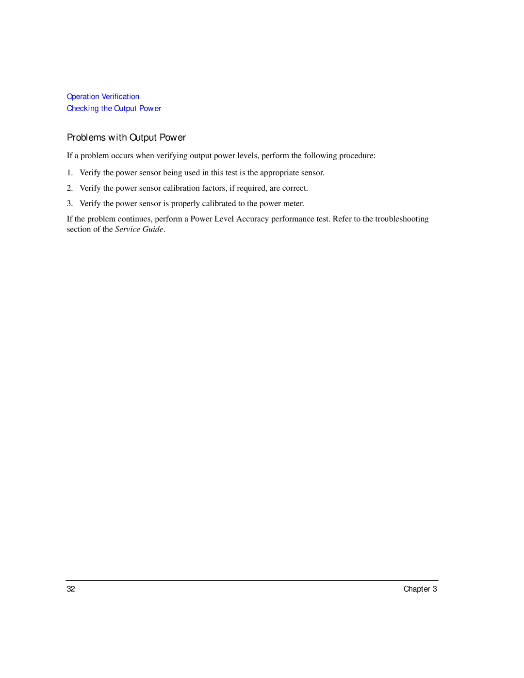 Agilent Technologies E8257D/67D manual Problems with Output Power 