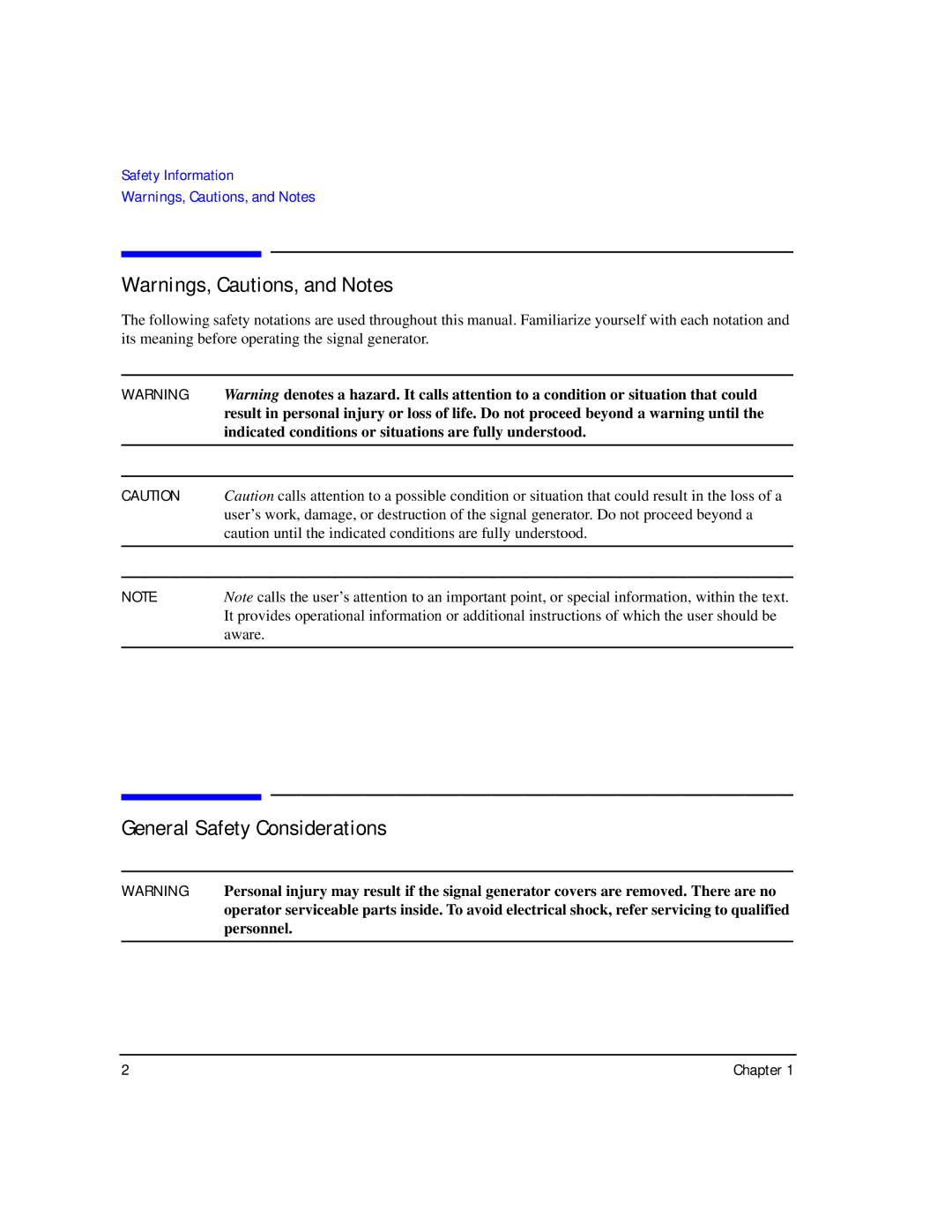 Agilent Technologies E8257D/67D manual General Safety Considerations, Safety Information 