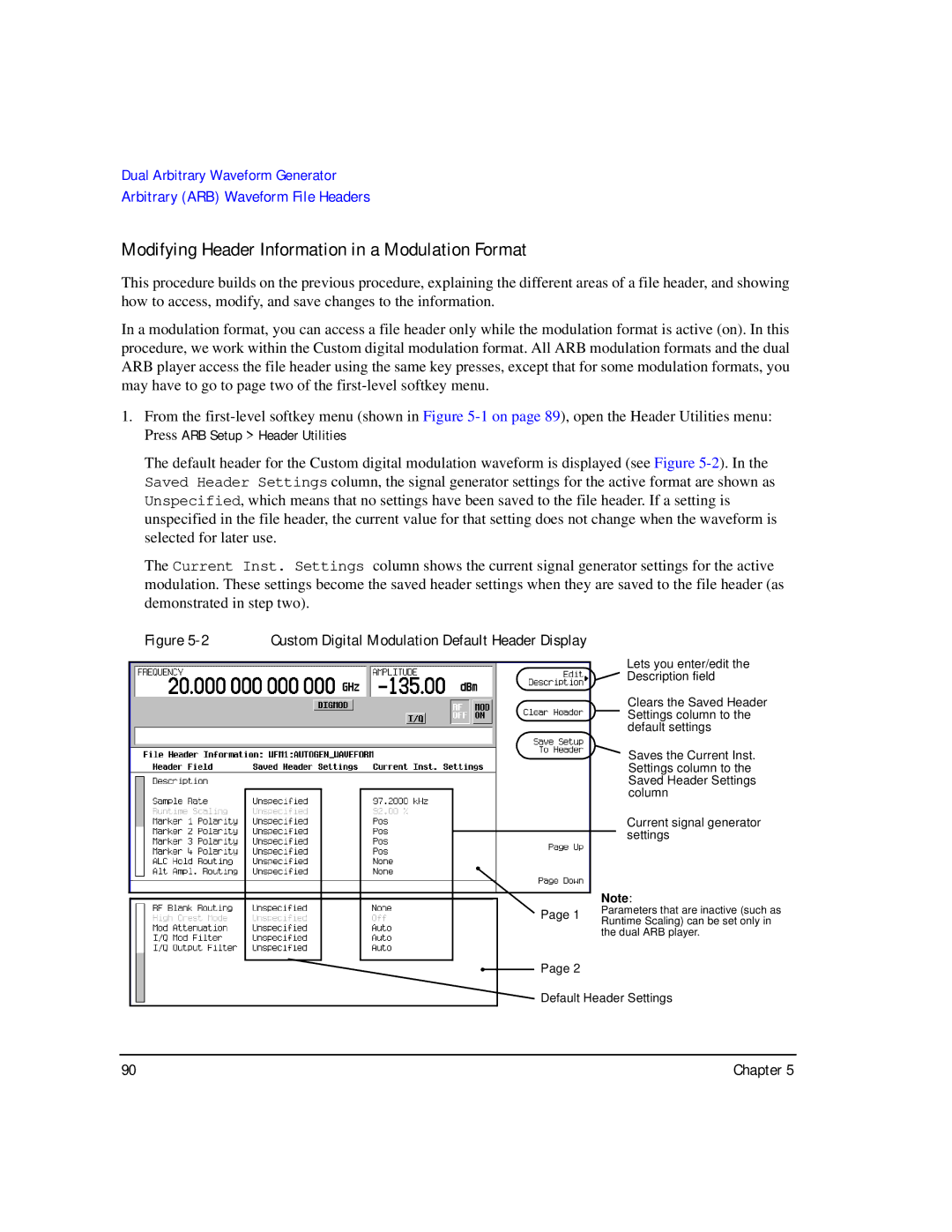 Agilent Technologies E8247C PSG CW, E8267C PSG, E8257C PSG manual Modifying Header Information in a Modulation Format 