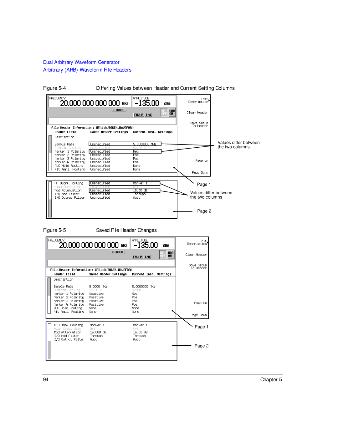 Agilent Technologies E8257C PSG, E8267C PSG, E8247C PSG CW manual Saved File Header Changes 