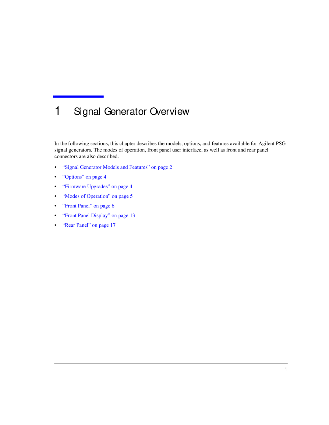 Agilent Technologies E8257C PSG, E8267C PSG, E8247C PSG CW manual Signal Generator Overview 