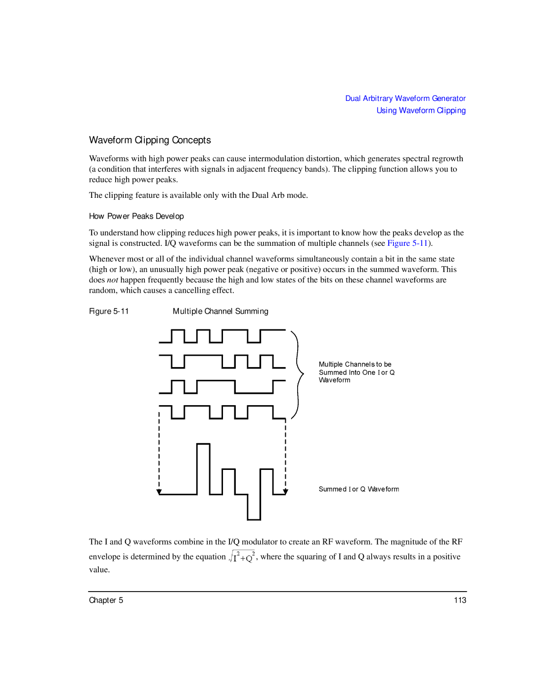 Agilent Technologies E8267C PSG, E8247C PSG CW, E8257C PSG manual Waveform Clipping Concepts, How Power Peaks Develop 