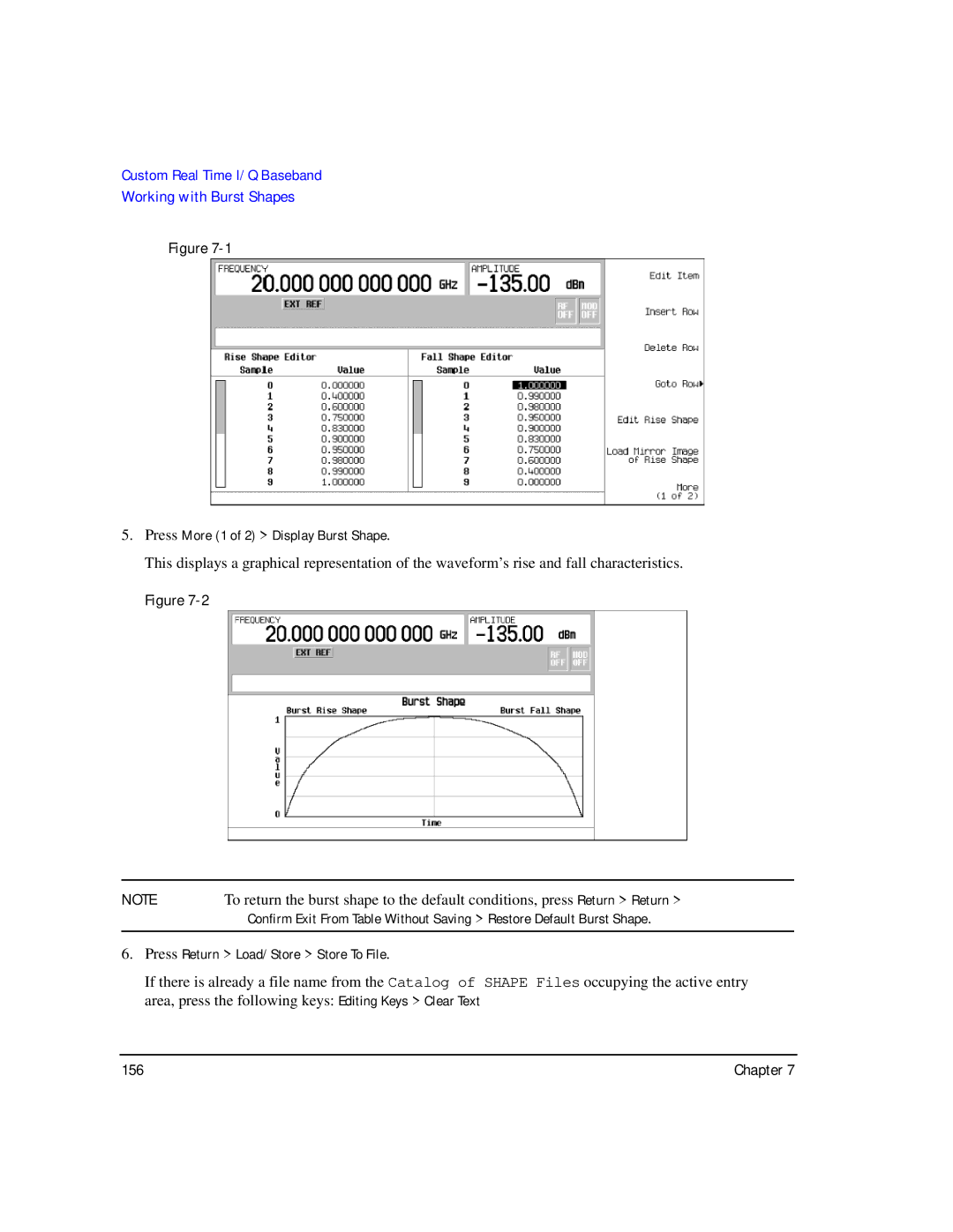 Agilent Technologies E8247C PSG CW, E8267C PSG, E8257C PSG manual Press More 1 of 2 Display Burst Shape 