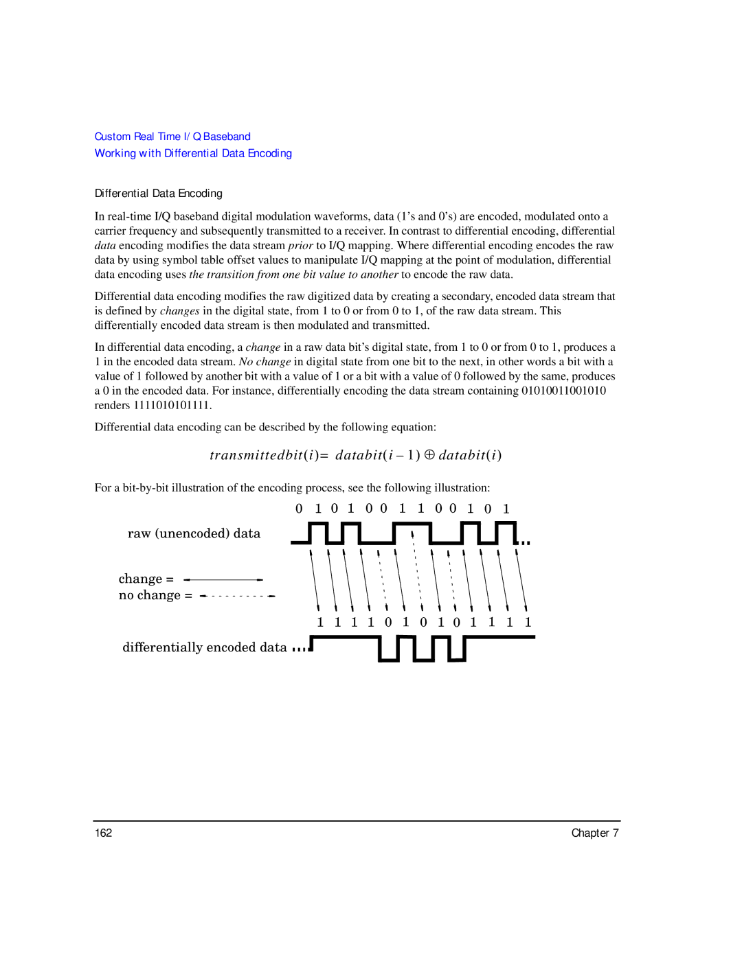 Agilent Technologies E8247C PSG CW, E8267C PSG manual Transmittedbiti = databiti 1 ⊕ databiti, Differential Data Encoding 