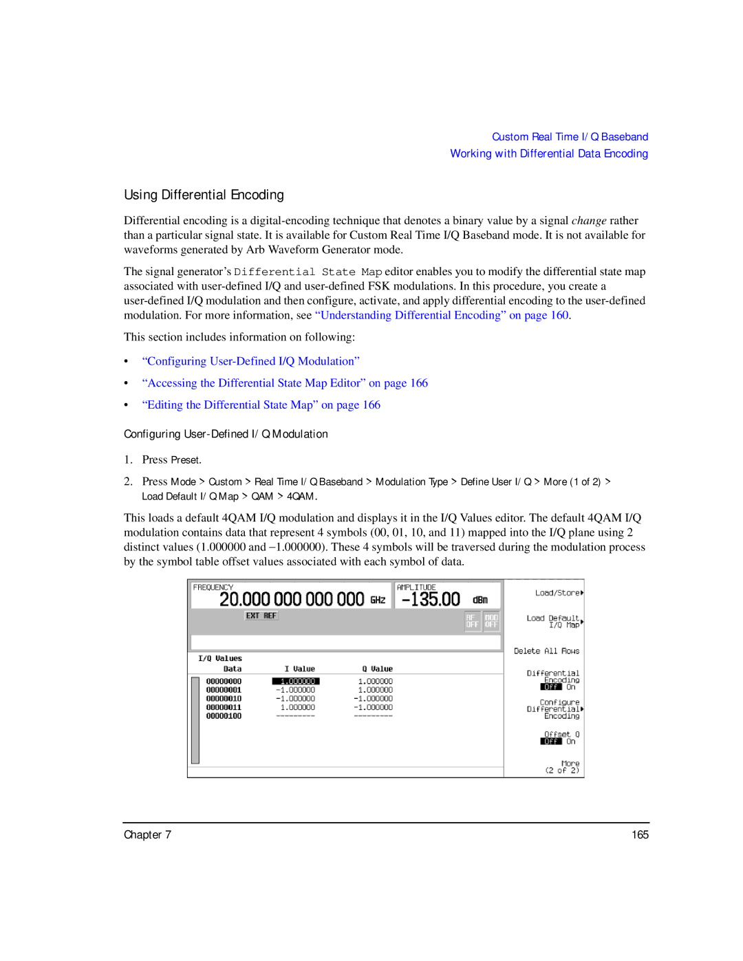 Agilent Technologies E8247C PSG CW, E8267C PSG manual Using Differential Encoding, Configuring User-Defined I/Q Modulation 